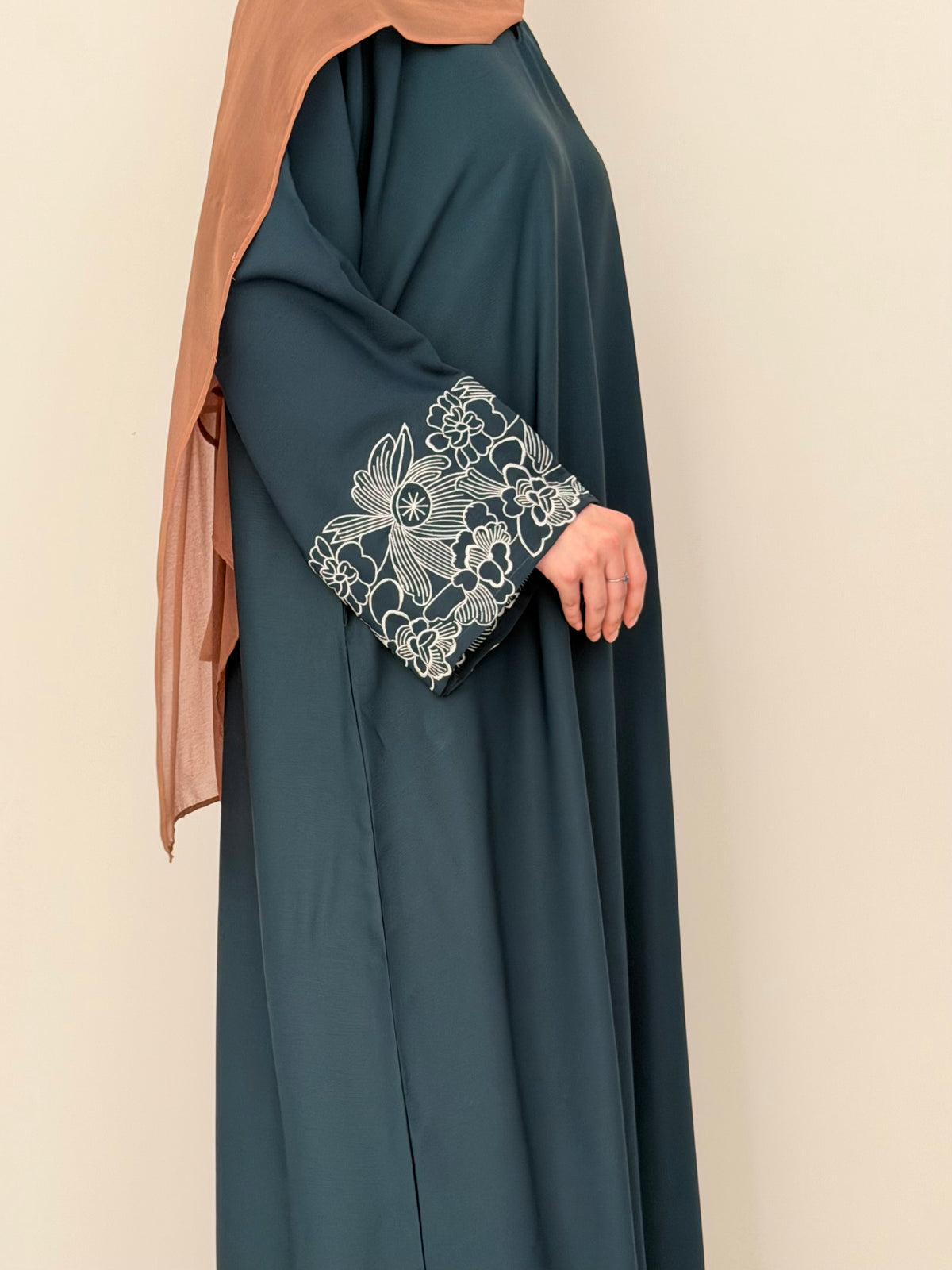 Infinity Embroidered Abaya - Teal