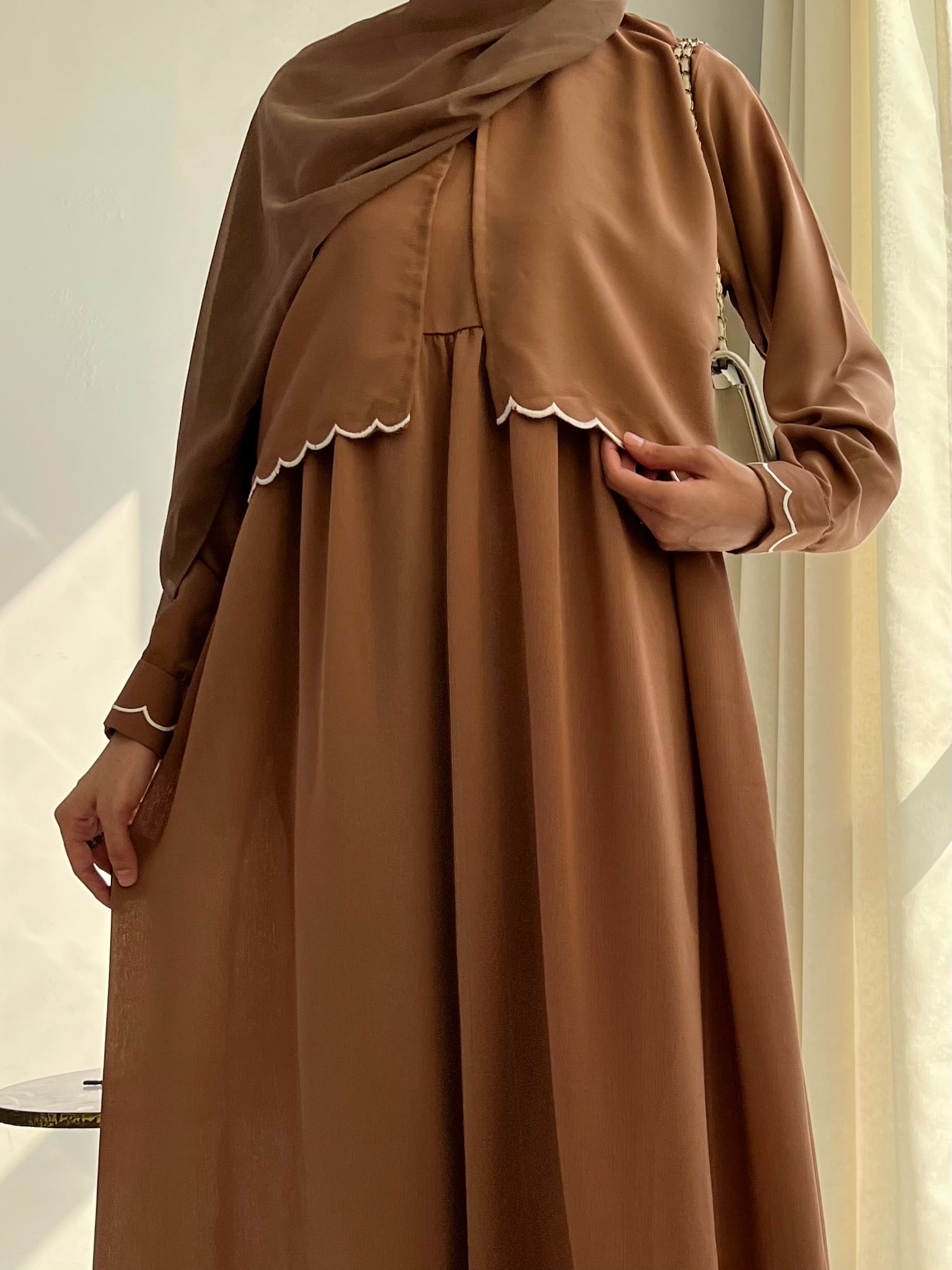 AYLIN - Cutwork Elegance Dress - Tan