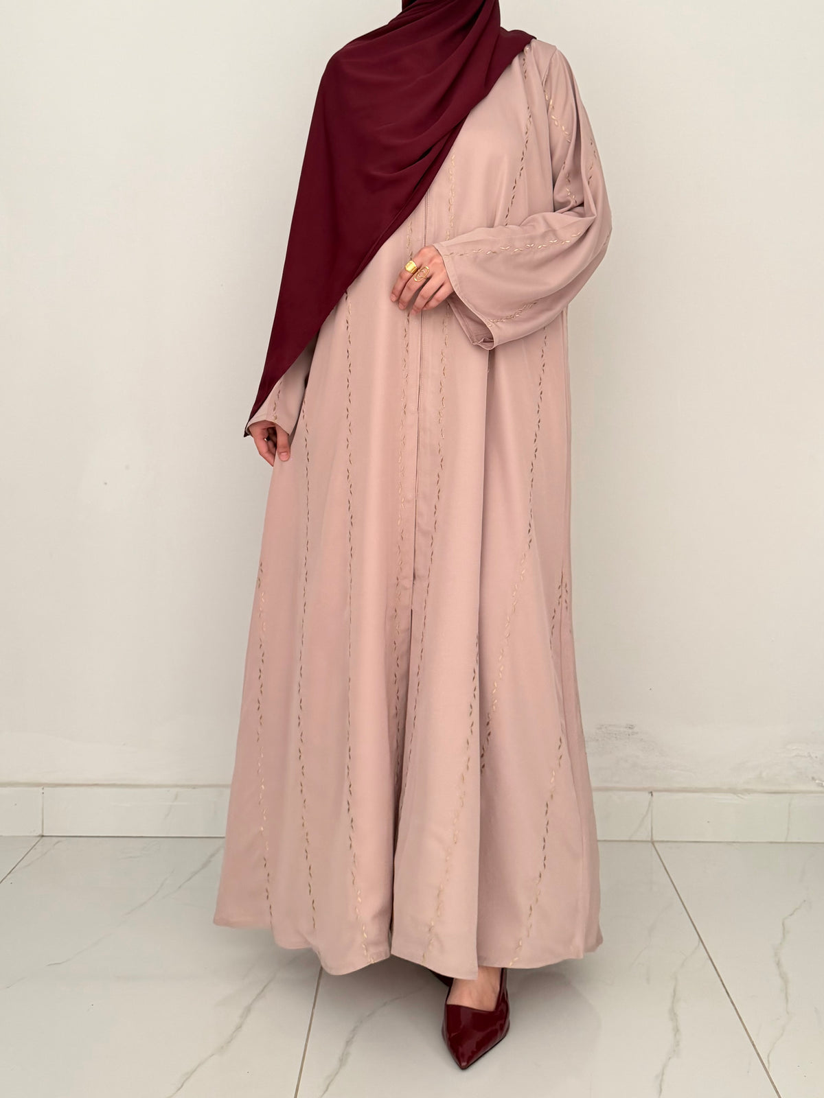 Rosé Gold Embroidered Abaya