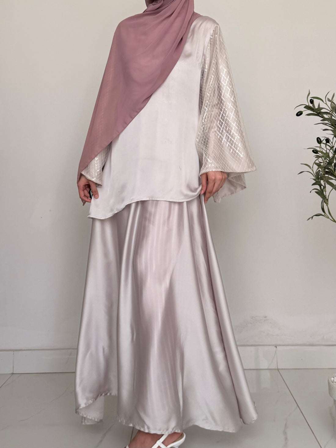 The Satin Ivory Skirt Set