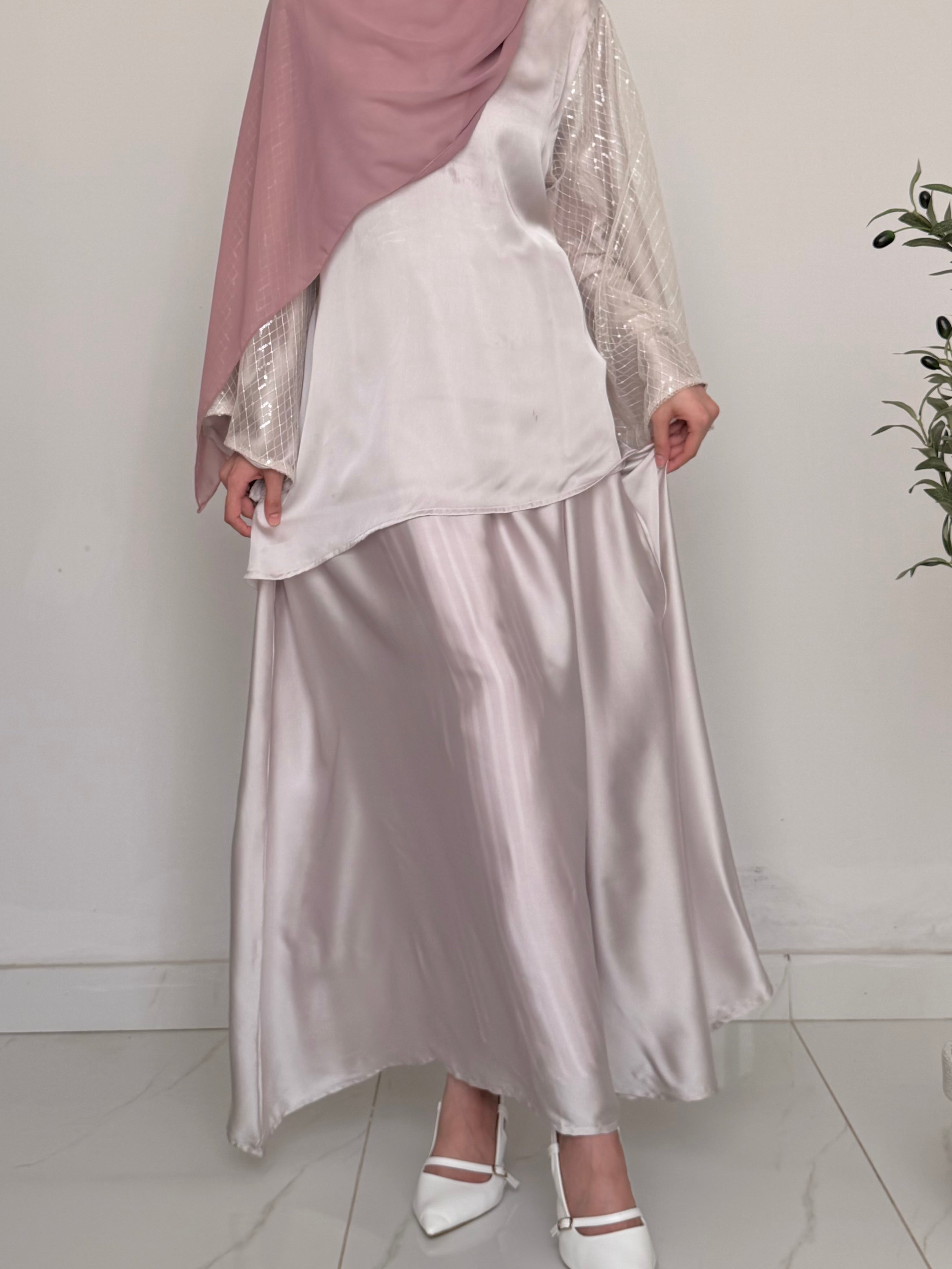 The Satin Ivory Skirt Set