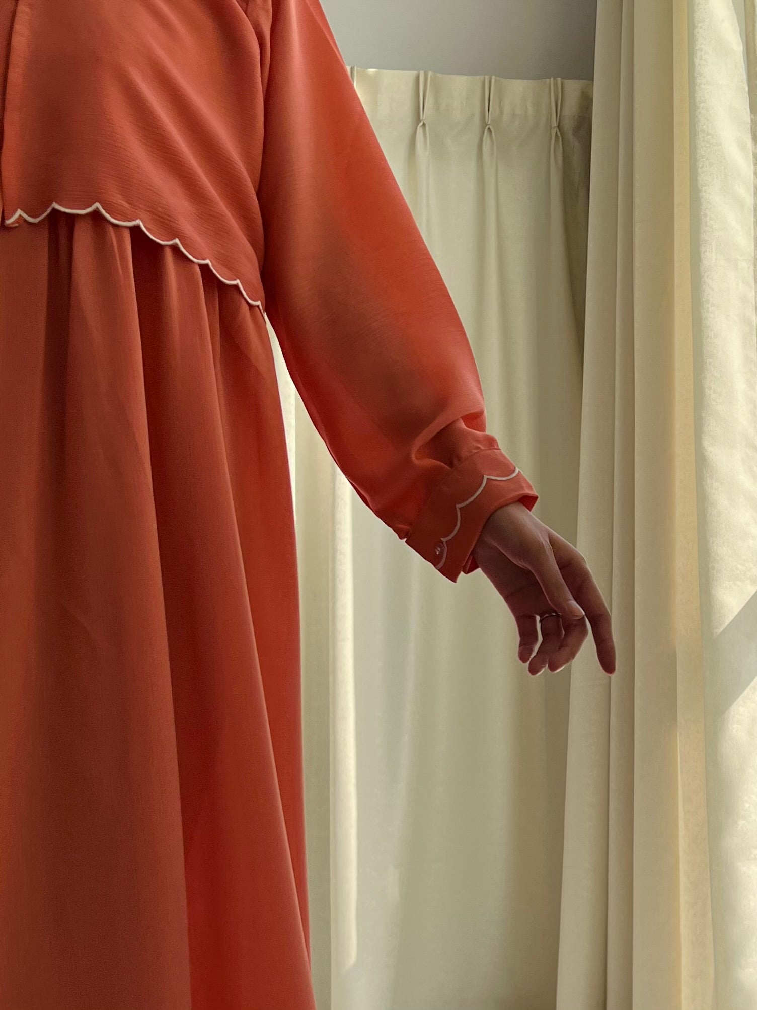 AYLIN - Cutwork Elegance Dress - Peach