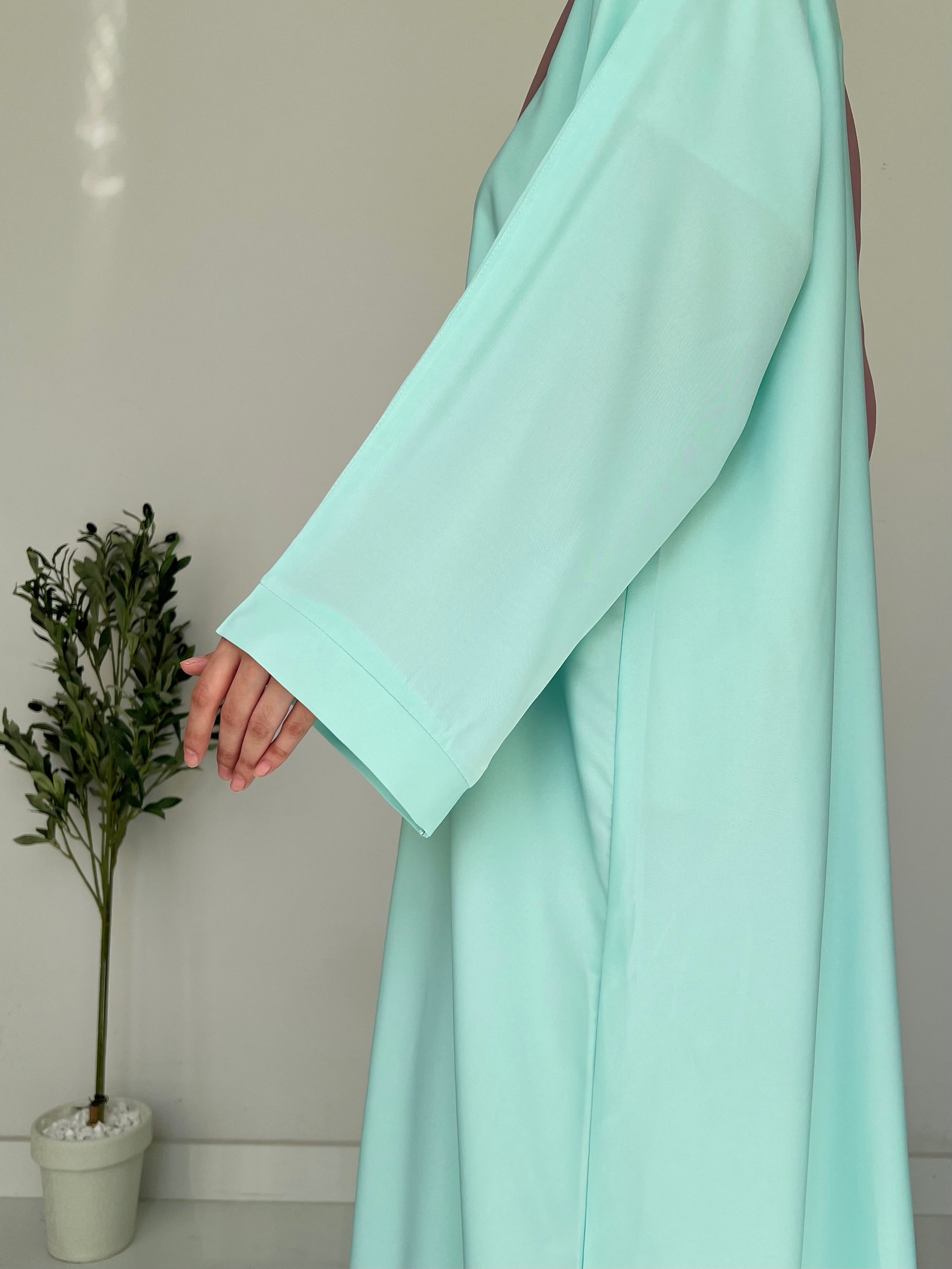 Everyday Front Open Abaya - Aqua