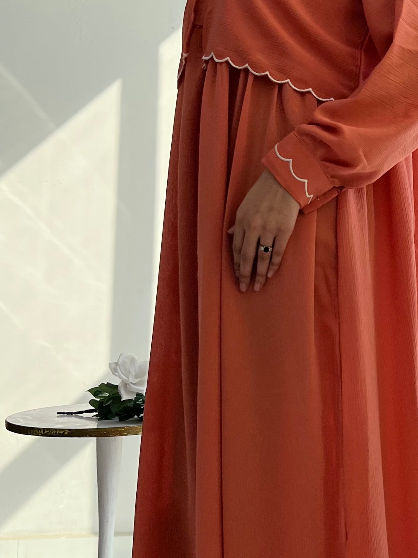 AYLIN - Cutwork Elegance Dress - Peach