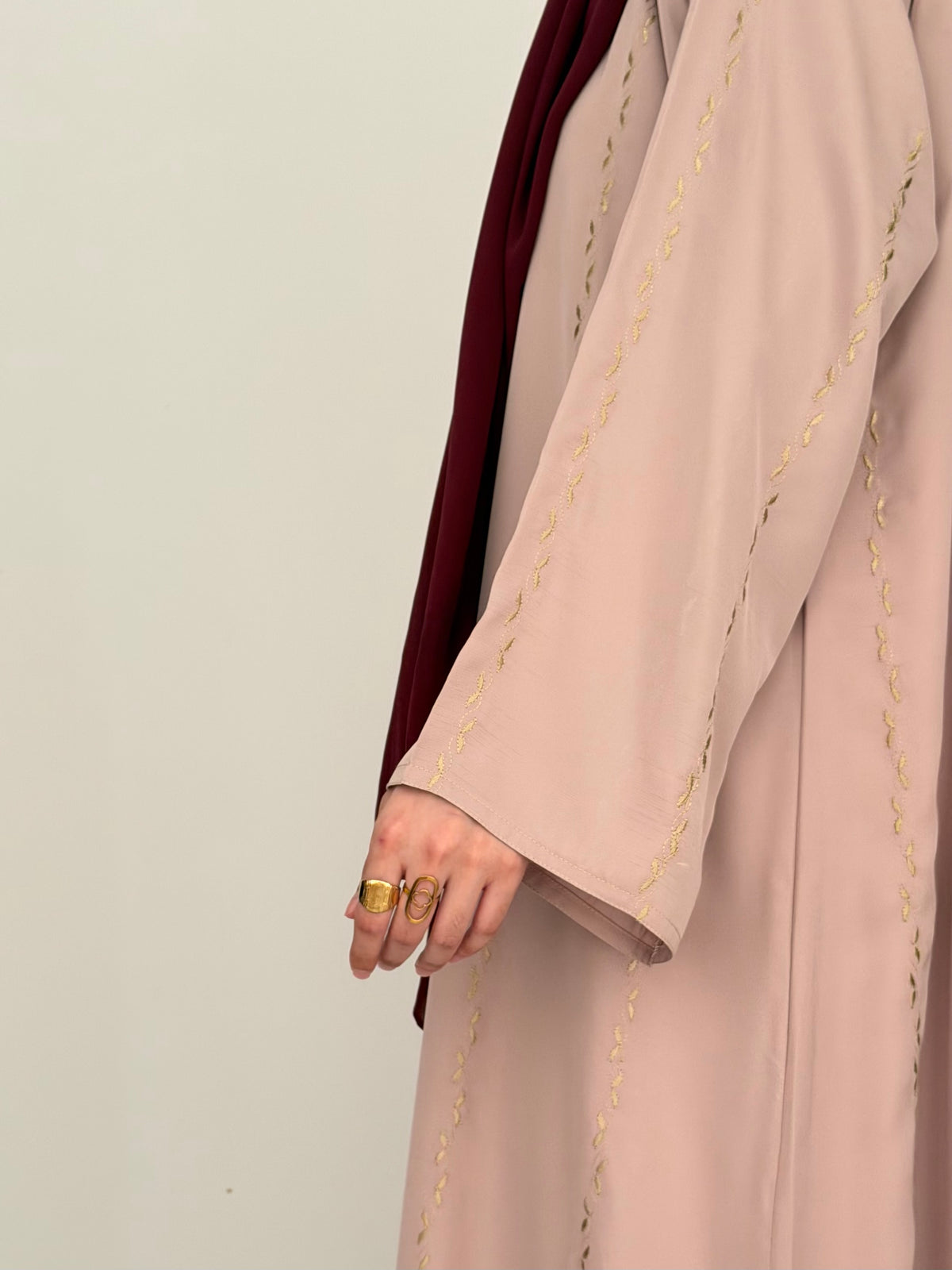 Rosé Gold Embroidered Abaya
