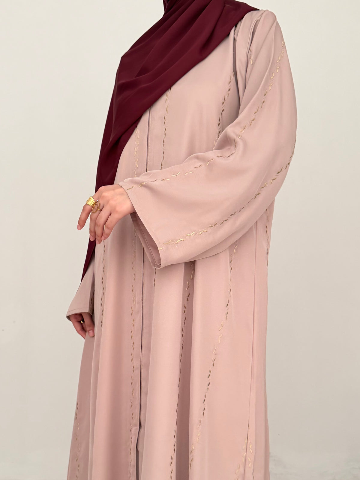 Rosé Gold Embroidered Abaya