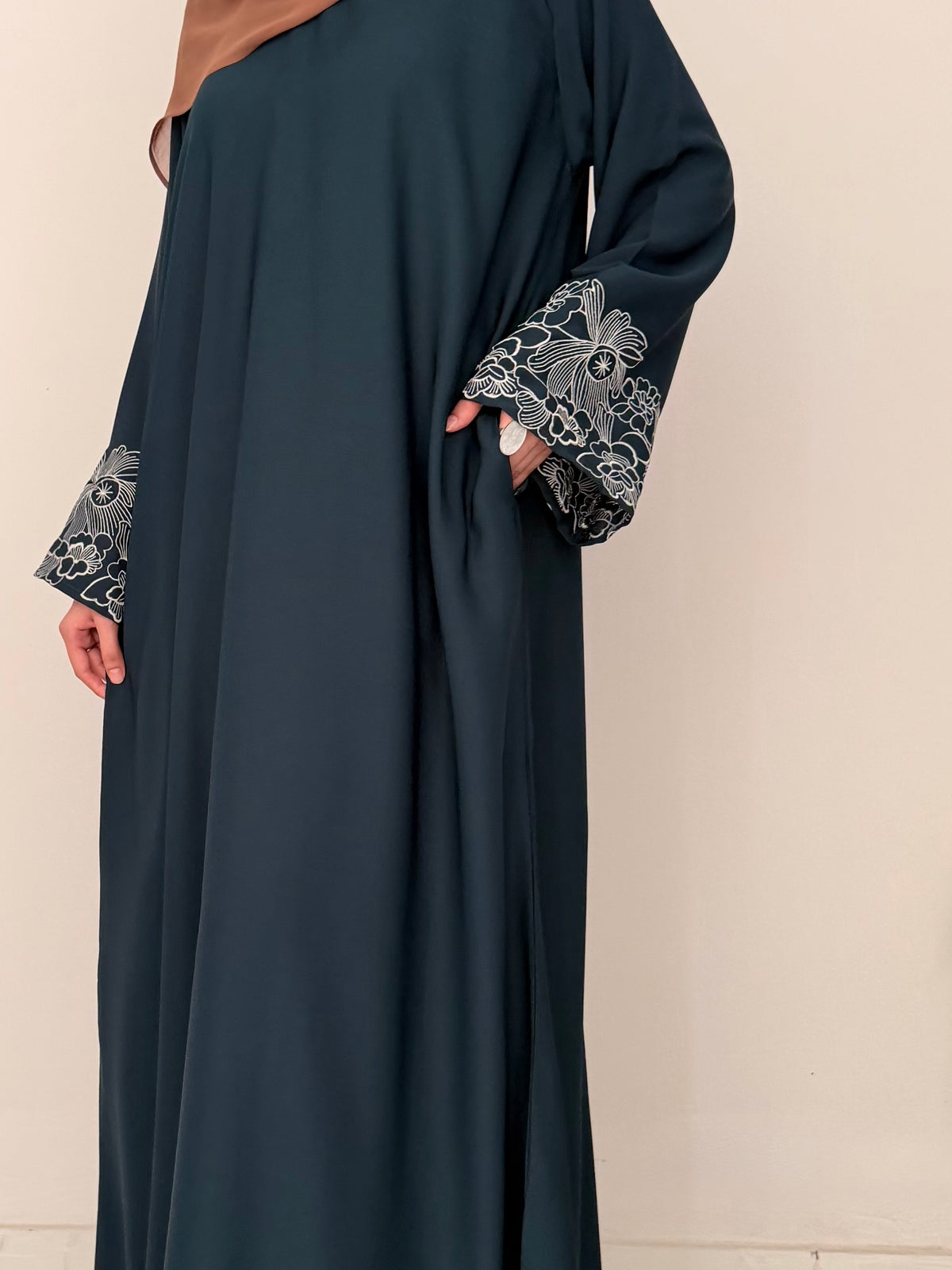 Infinity Embroidered Abaya - Teal
