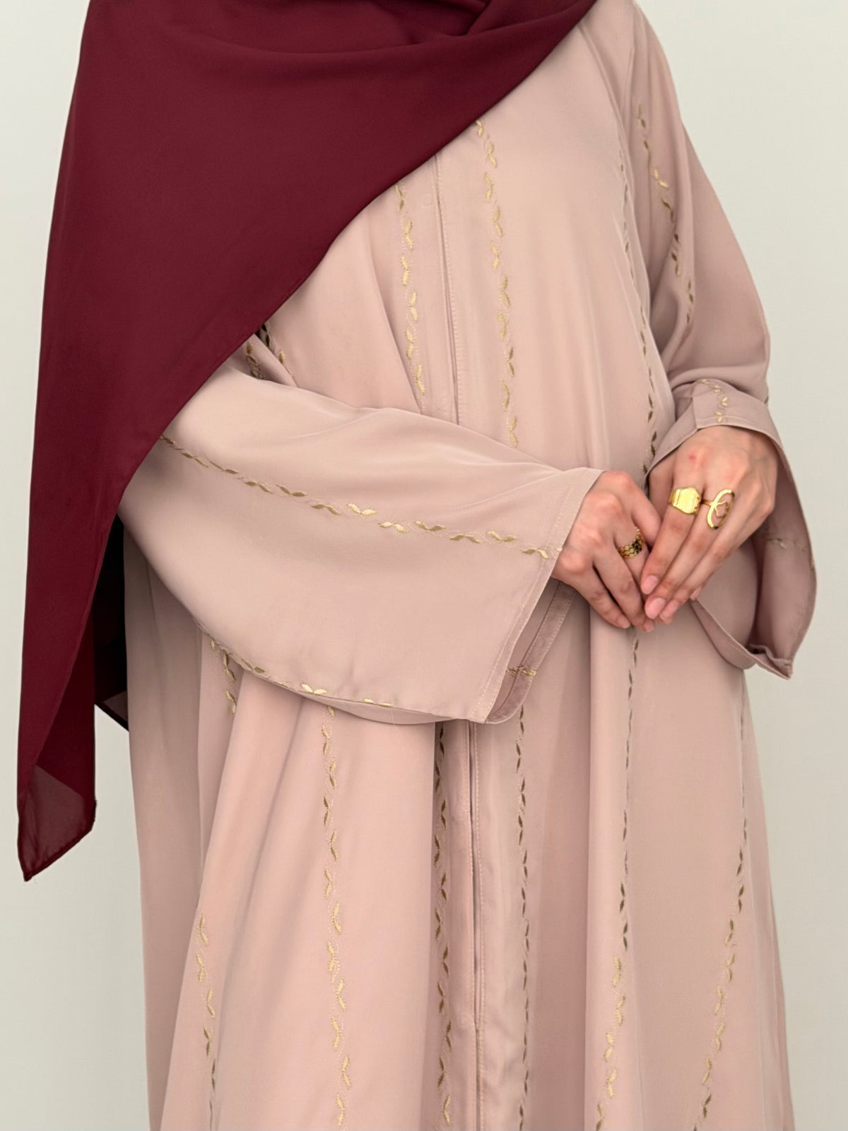 Rosé Gold Embroidered Abaya