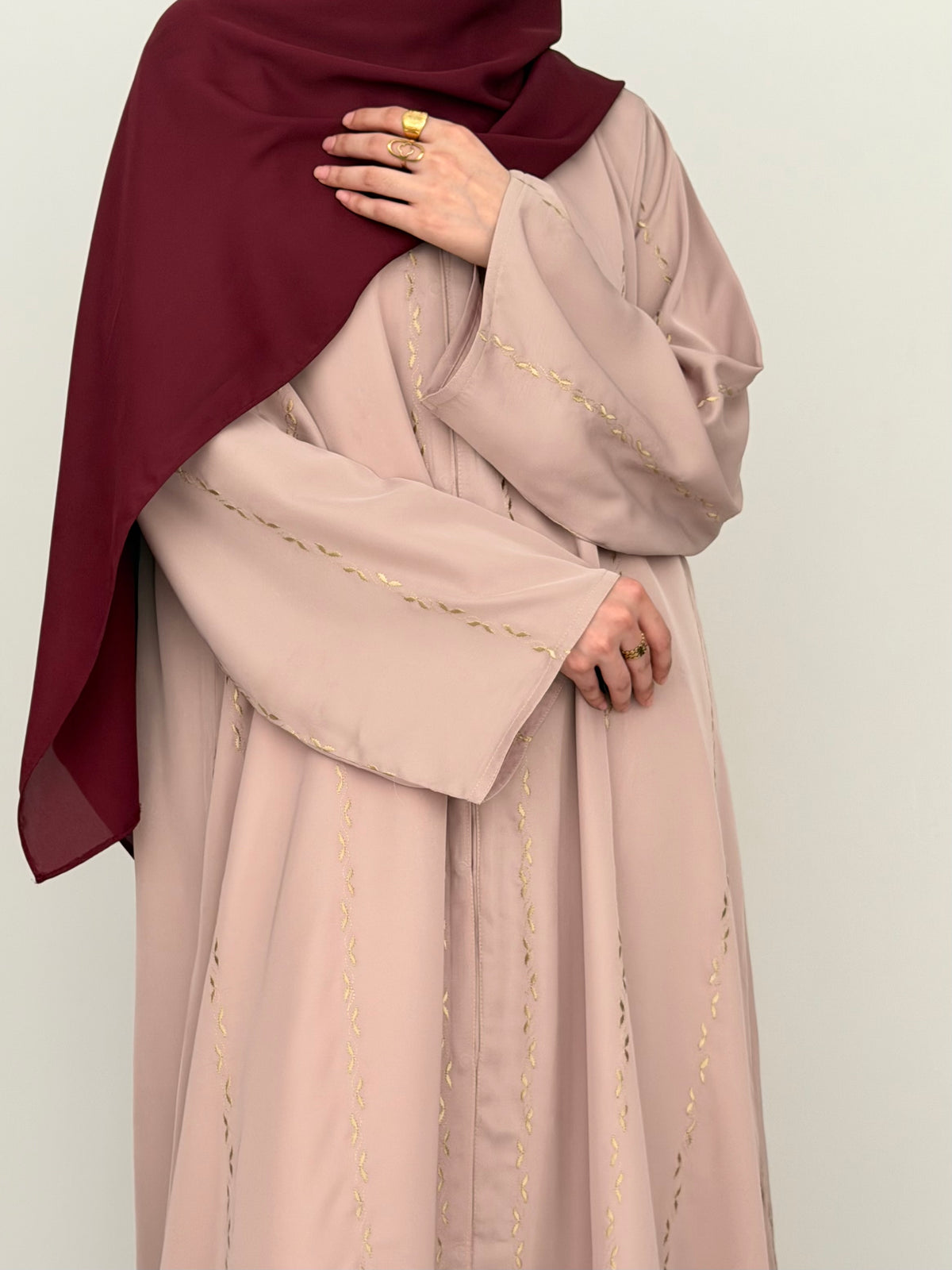 Rosé Gold Embroidered Abaya