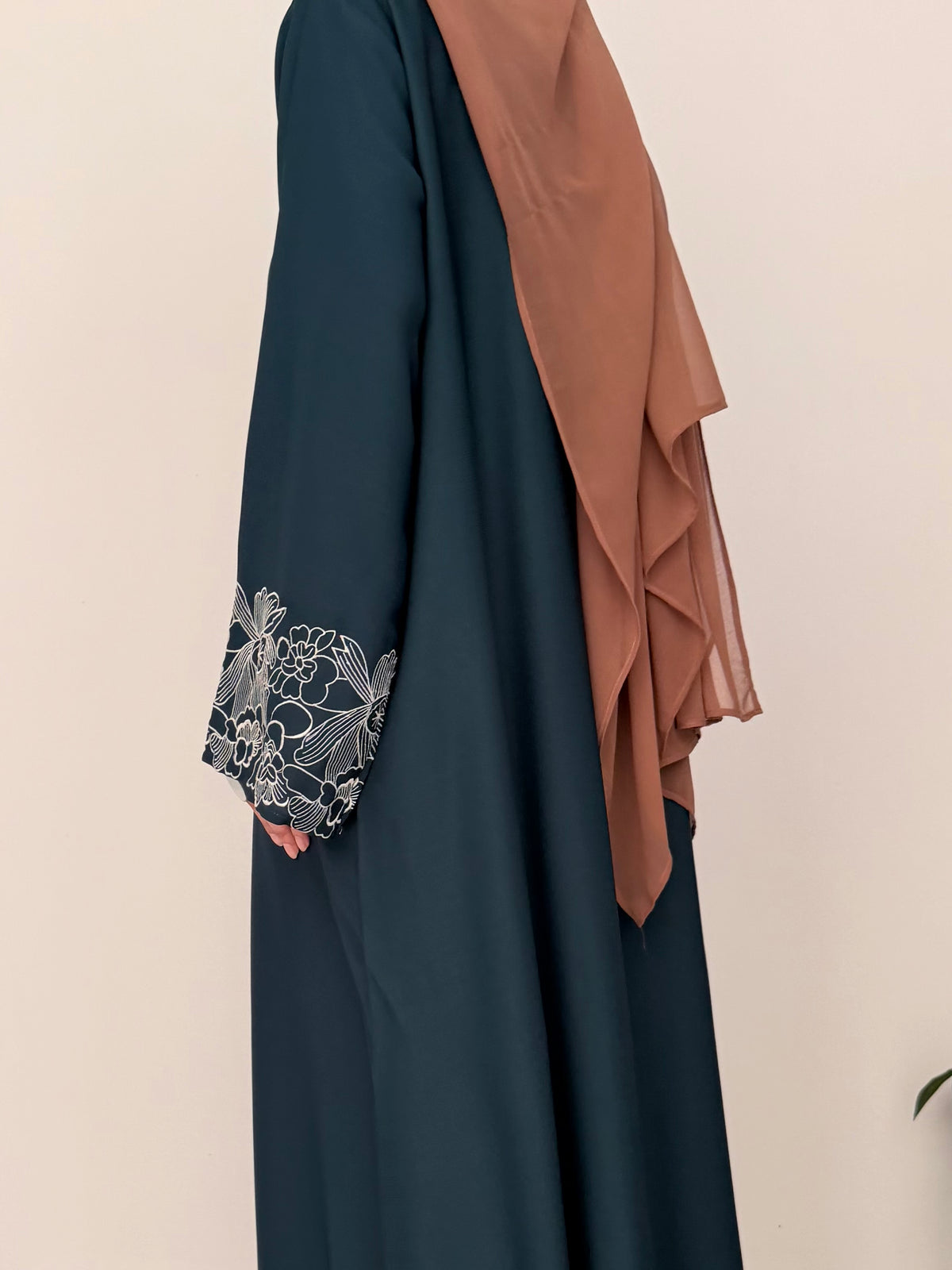 Infinity Embroidered Abaya - Teal