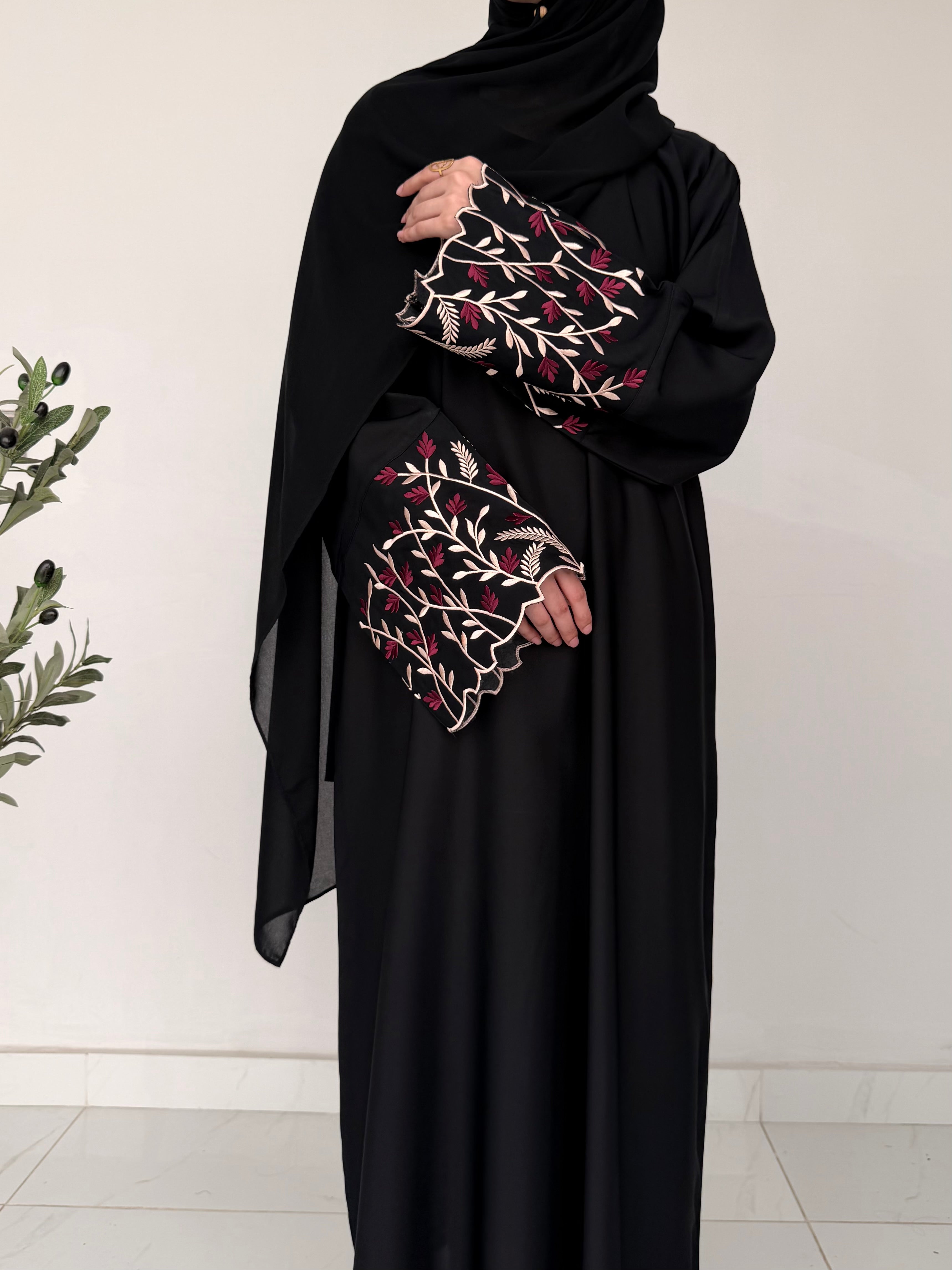 Vine Sleeve Embroidered Abaya