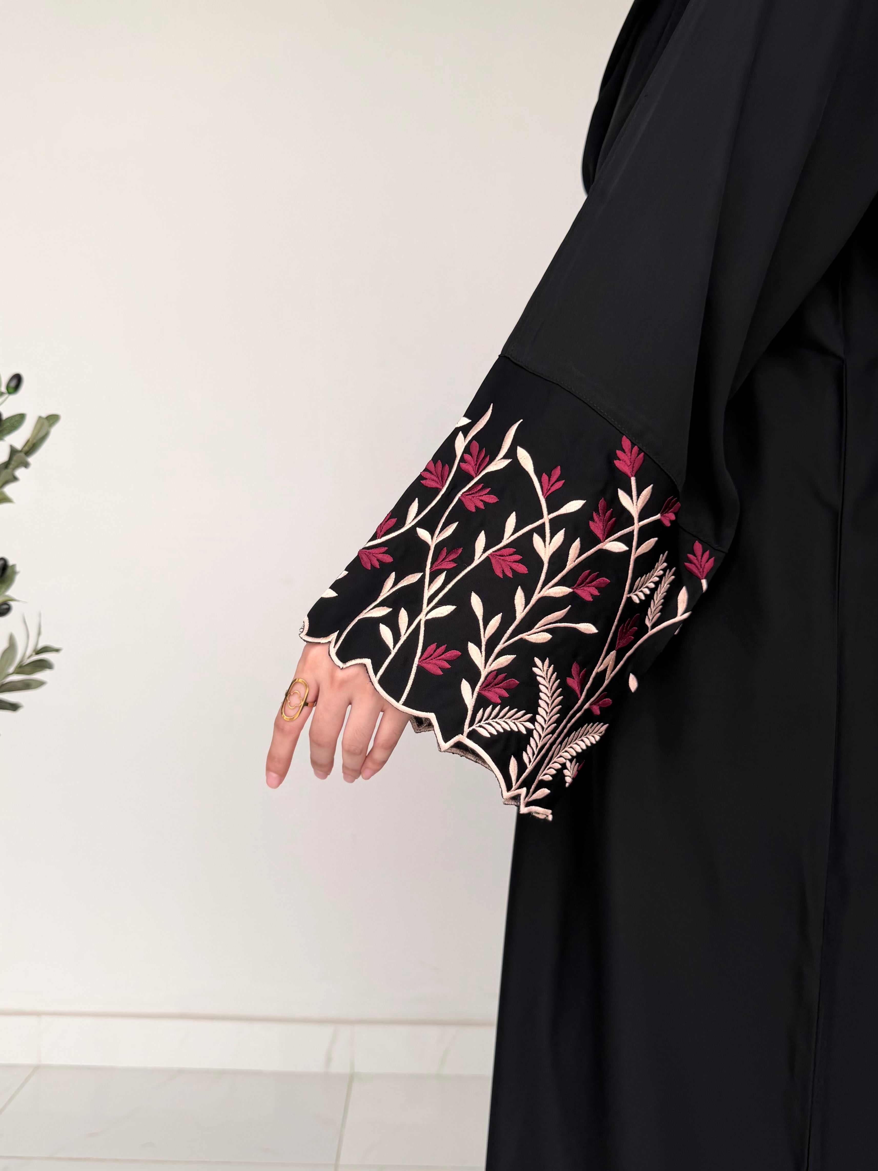 Vine Sleeve Embroidered Abaya
