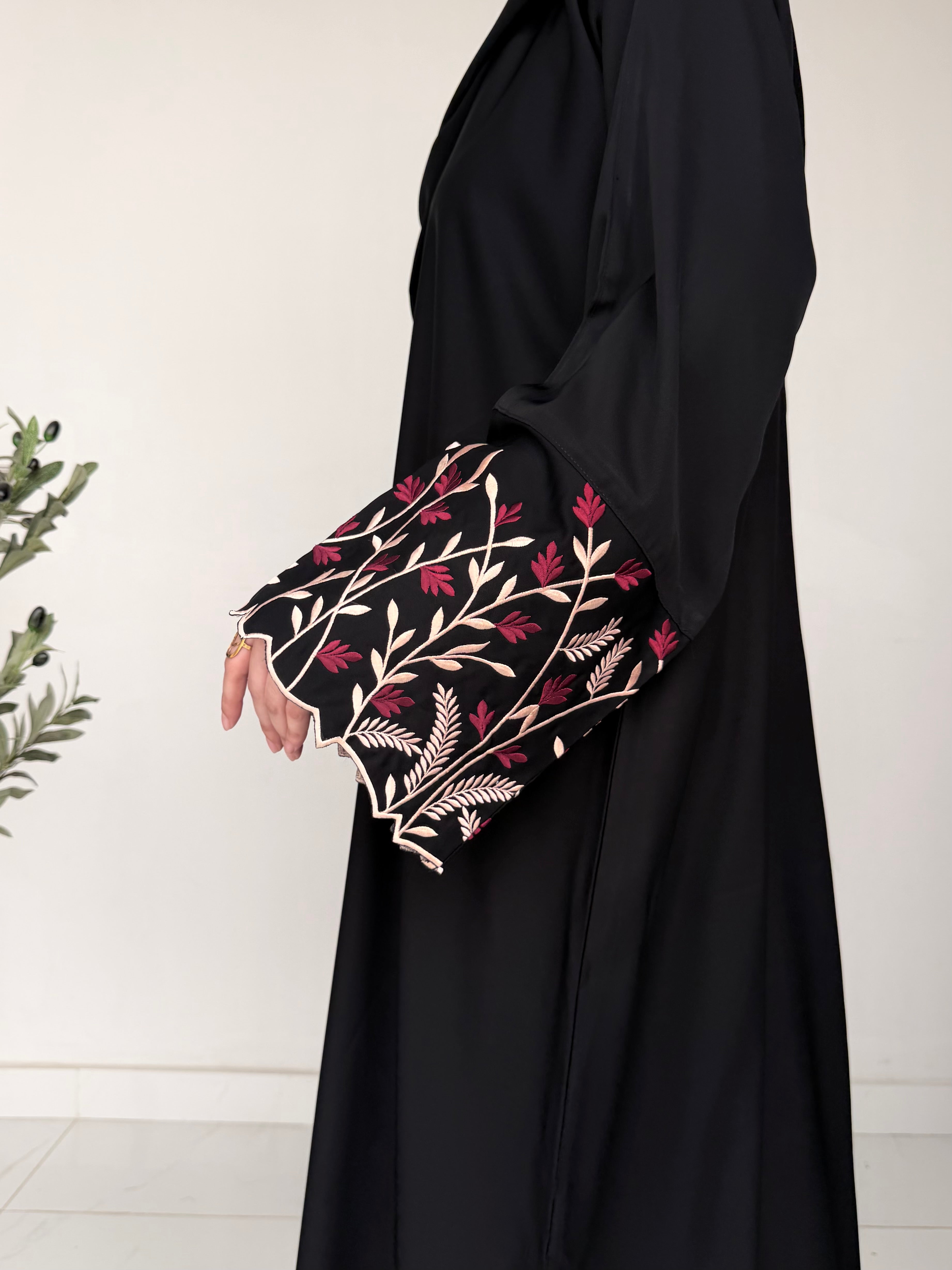 Vine Sleeve Embroidered Abaya