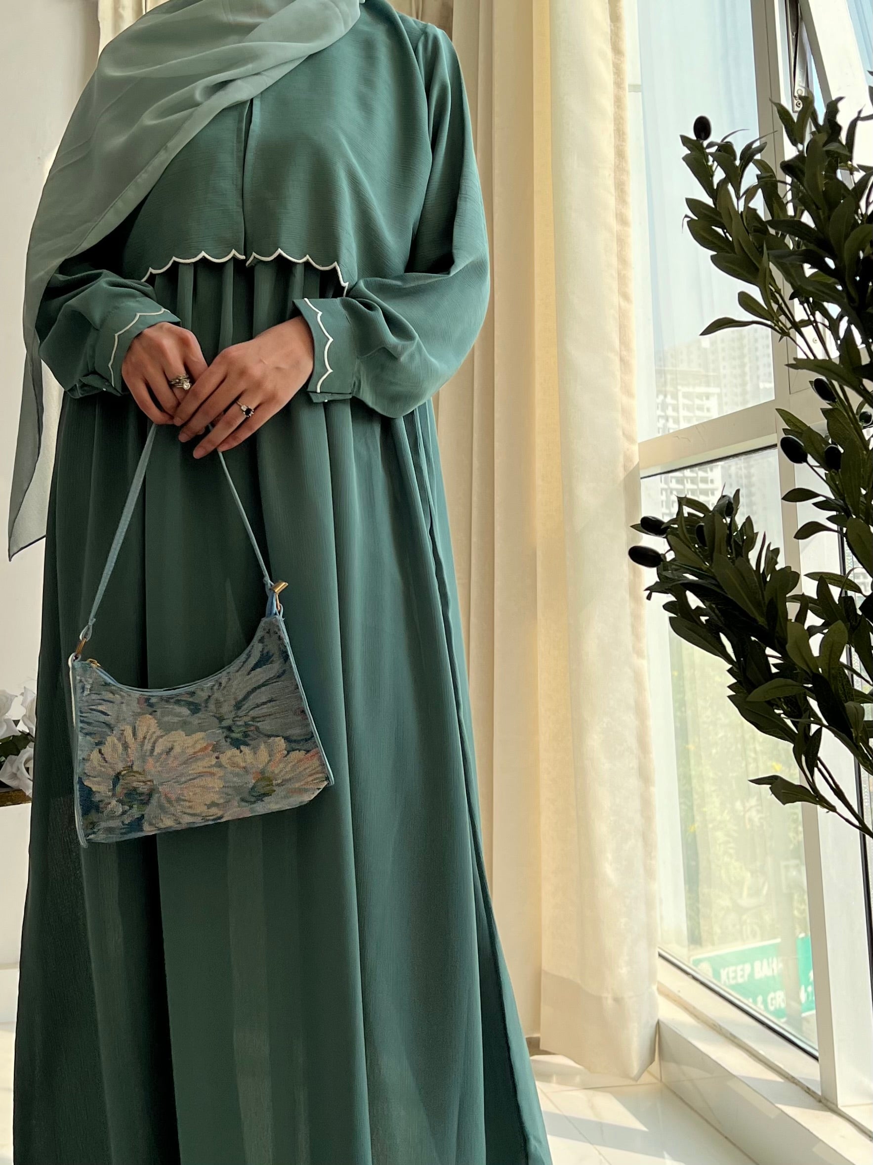 AYLIN - Cutwork Elegance Dress - Emerald