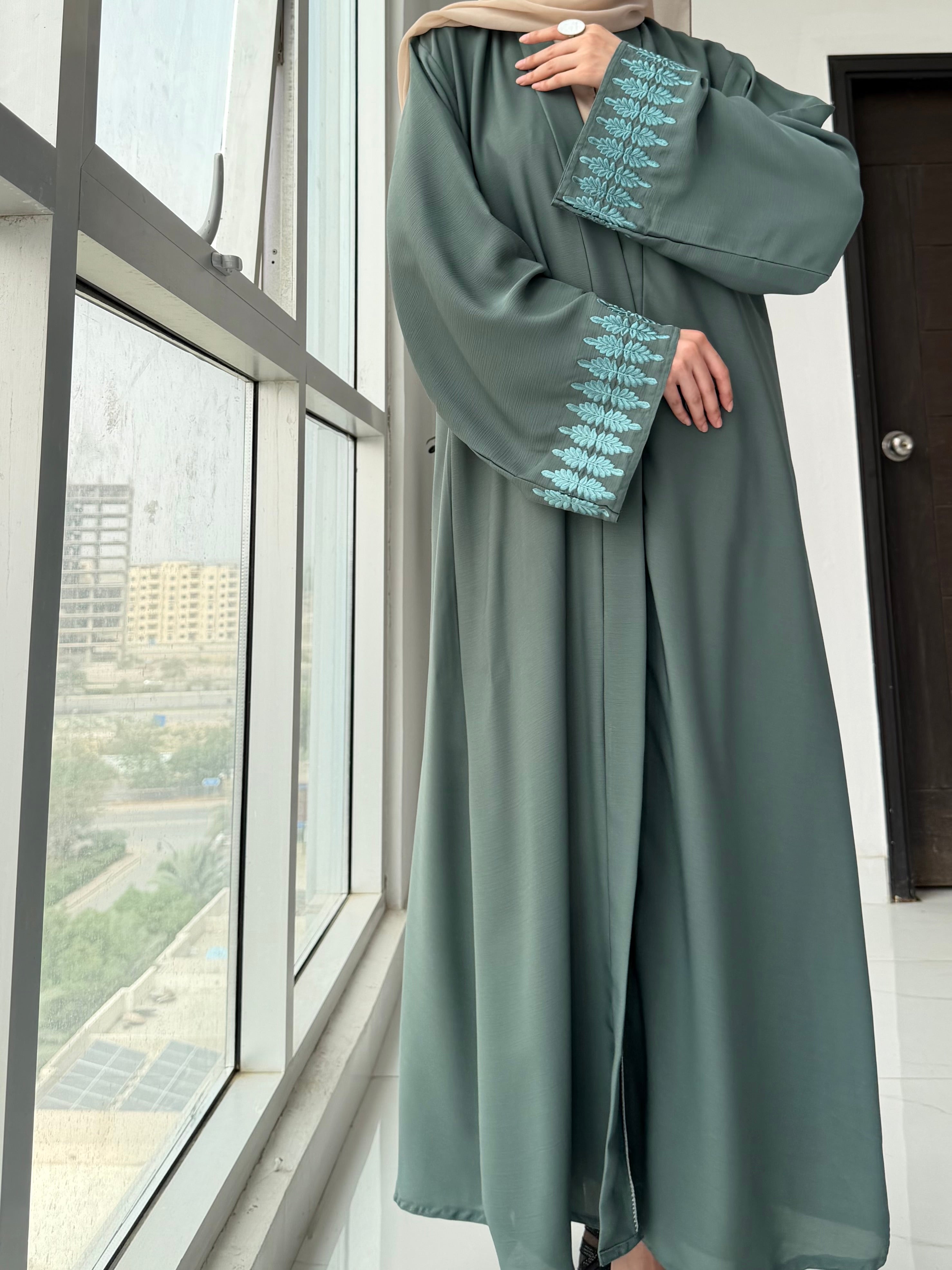 Sage Bloom Kimono Abaya