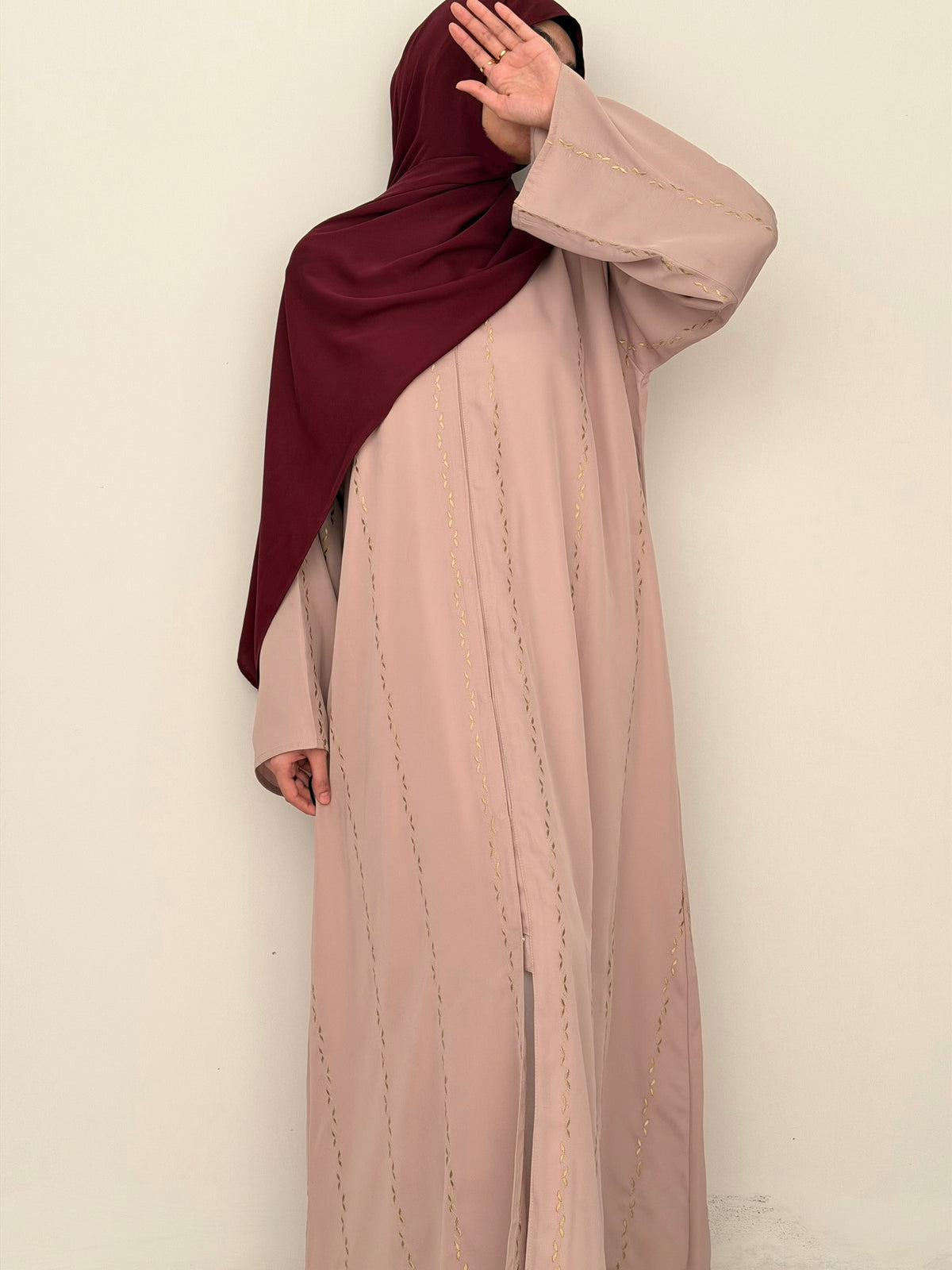 Rosé Gold Embroidered Abaya
