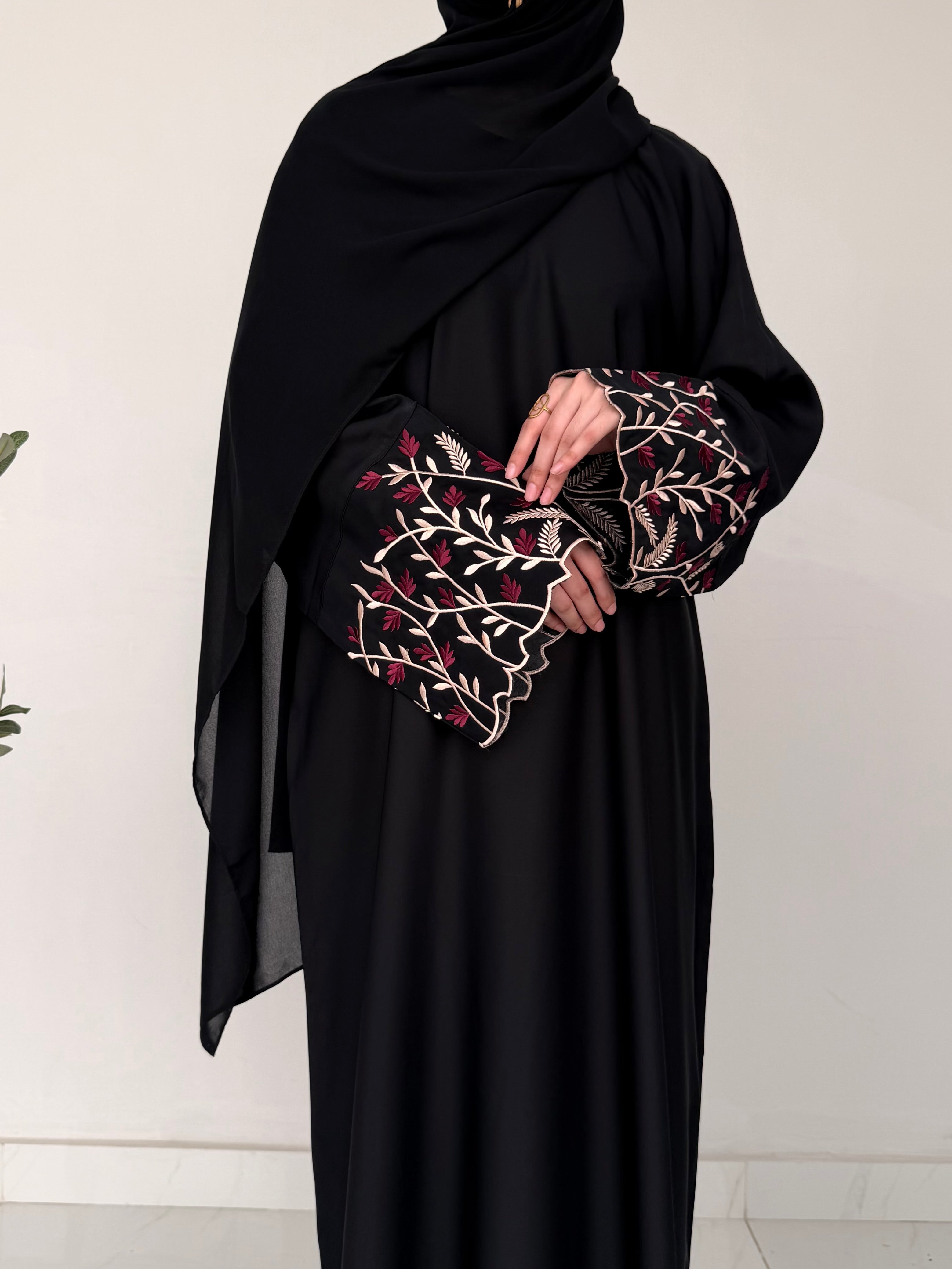 Vine Sleeve Embroidered Abaya