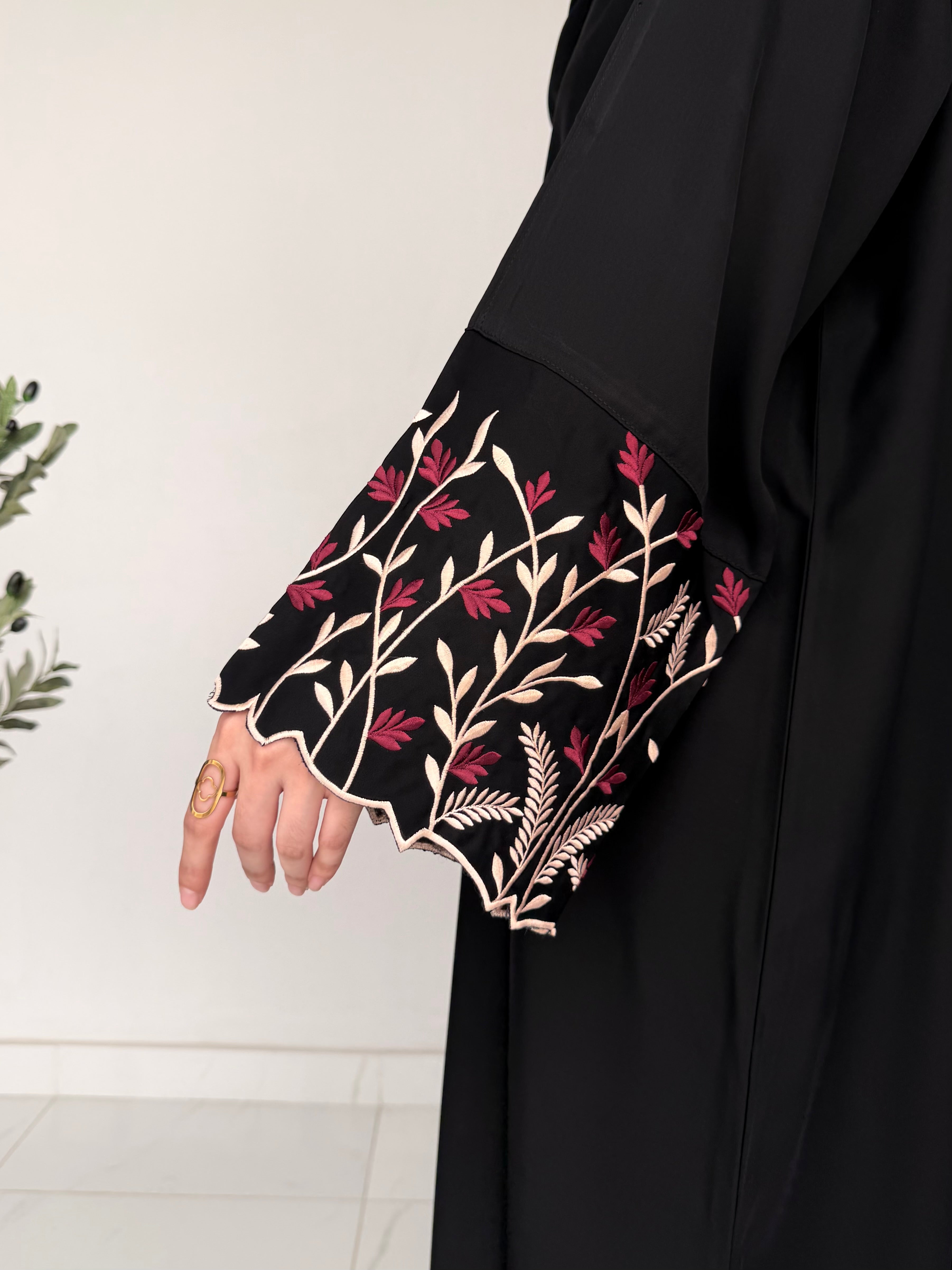 Vine Sleeve Embroidered Abaya