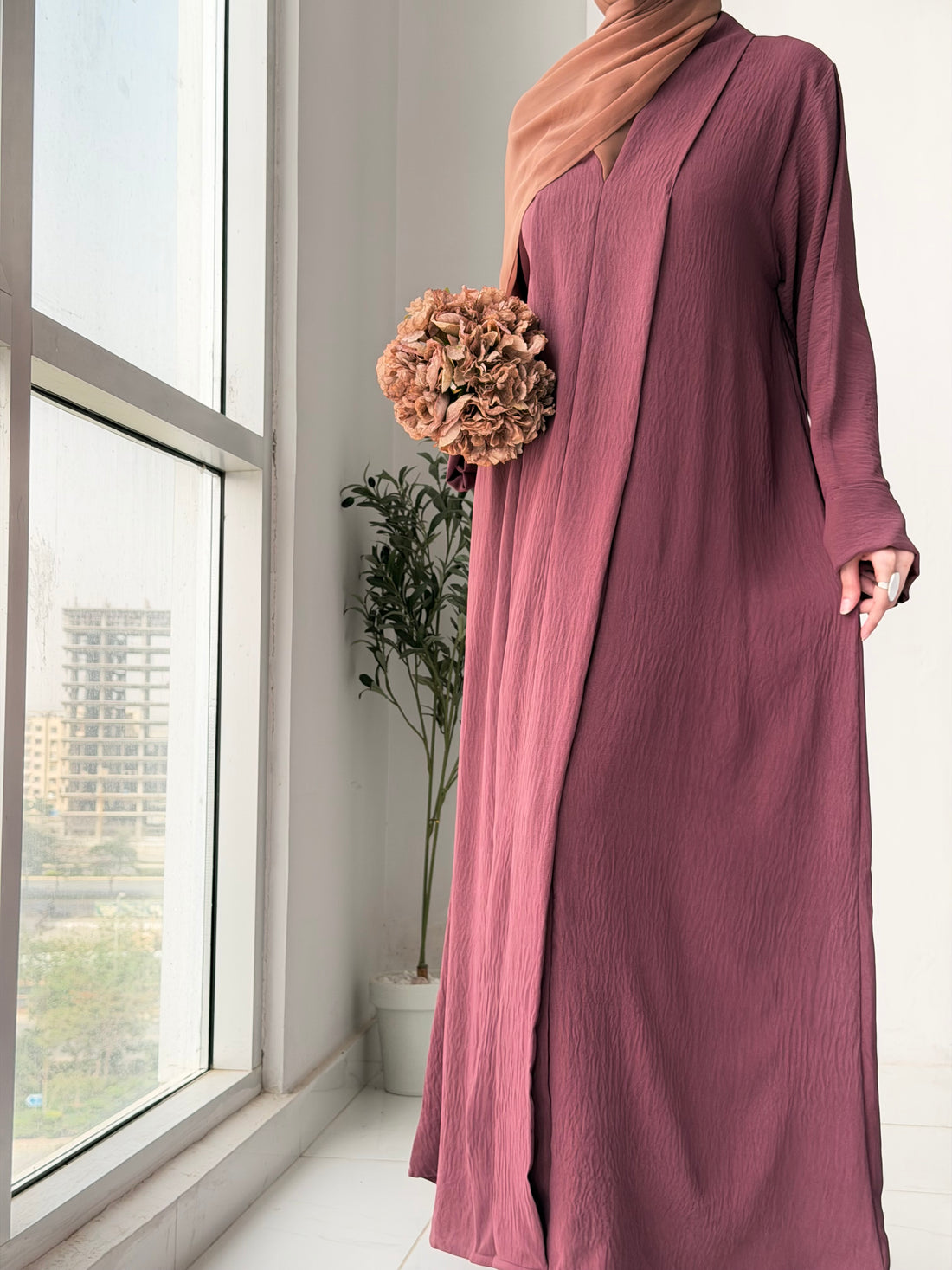 Elara Abaya - Mauve Pink