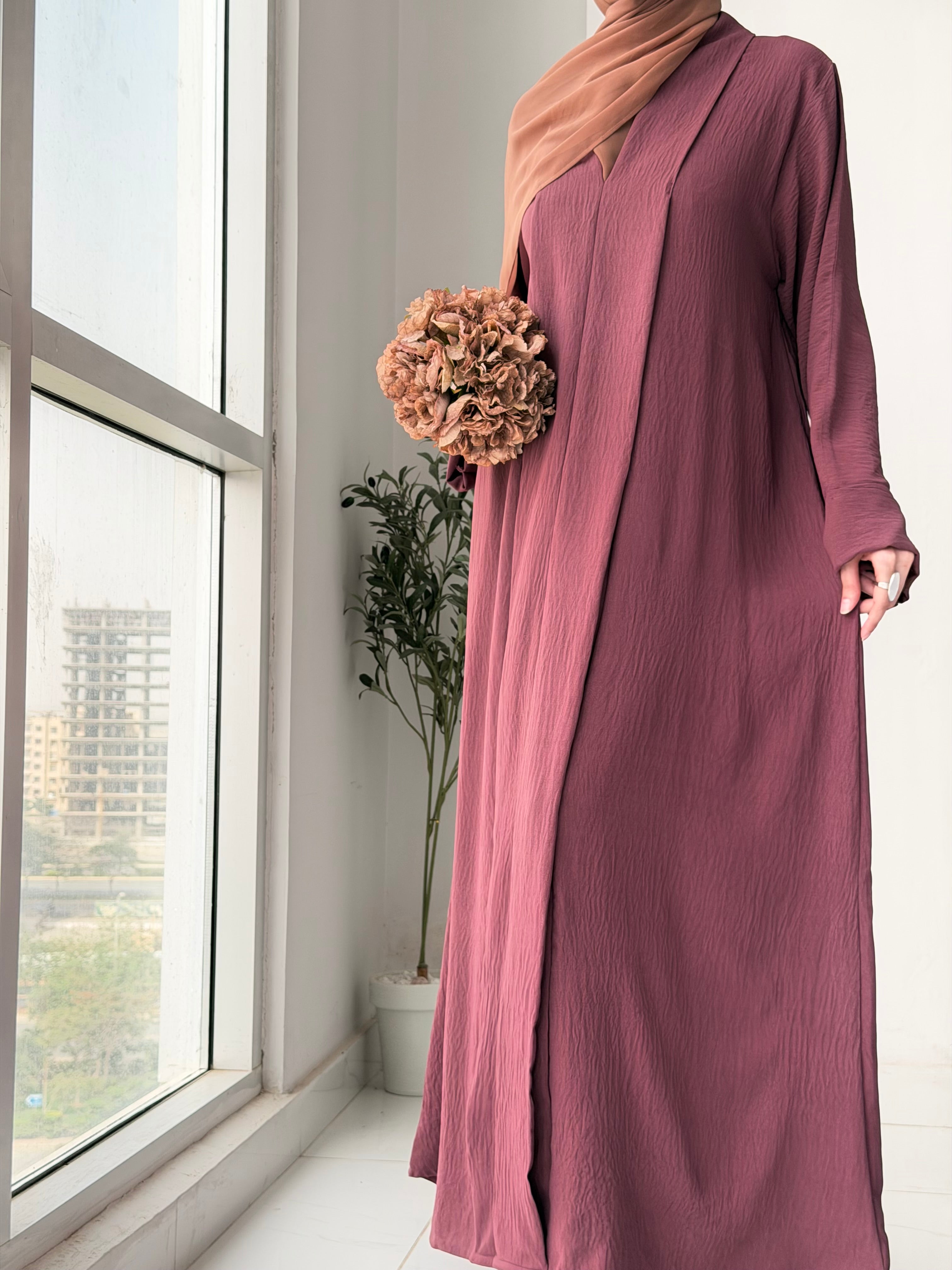 Elara Abaya - Mauve Pink