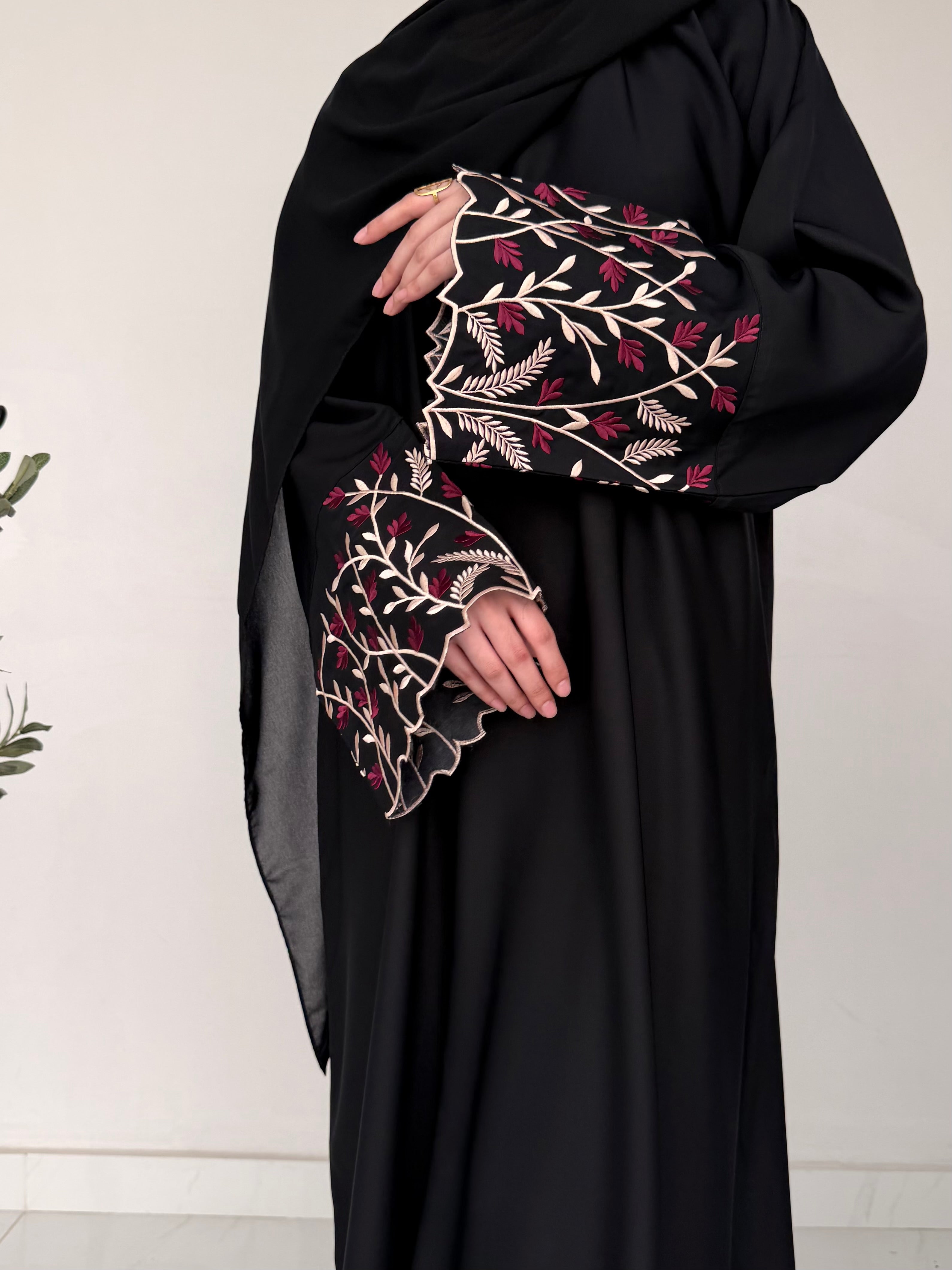 Vine Sleeve Embroidered Abaya