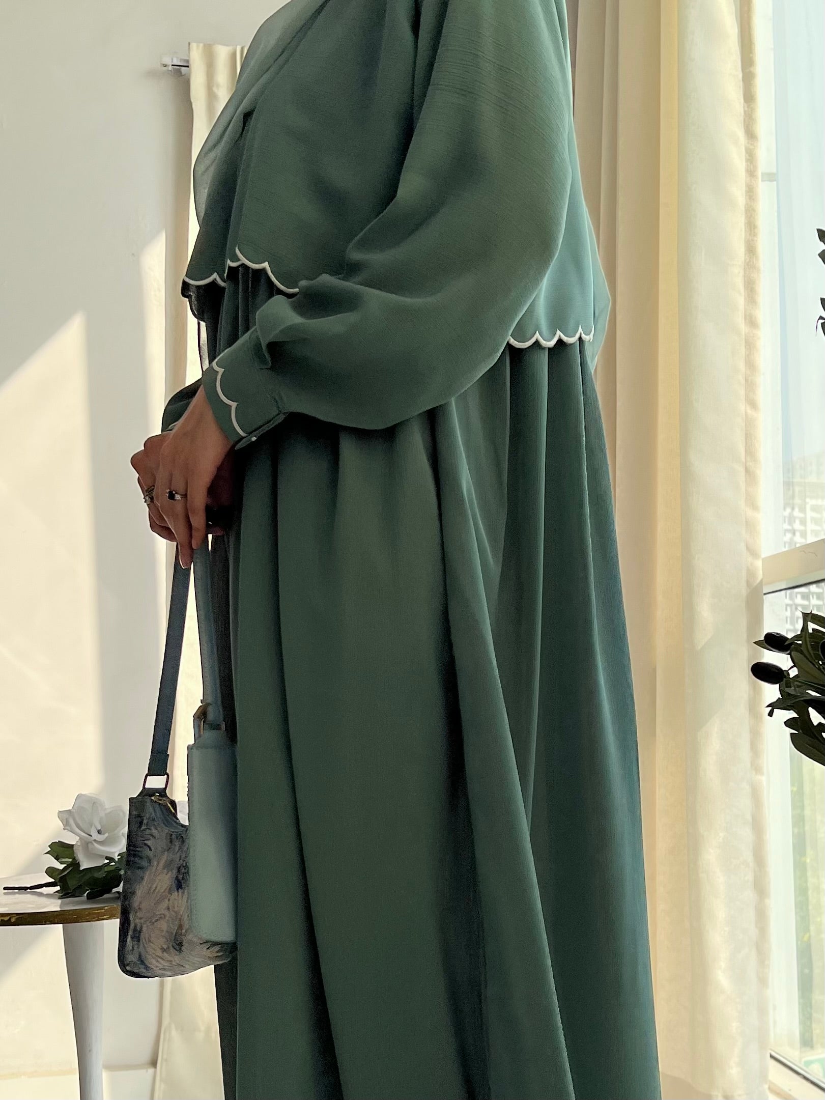 AYLIN - Cutwork Elegance Dress - Emerald