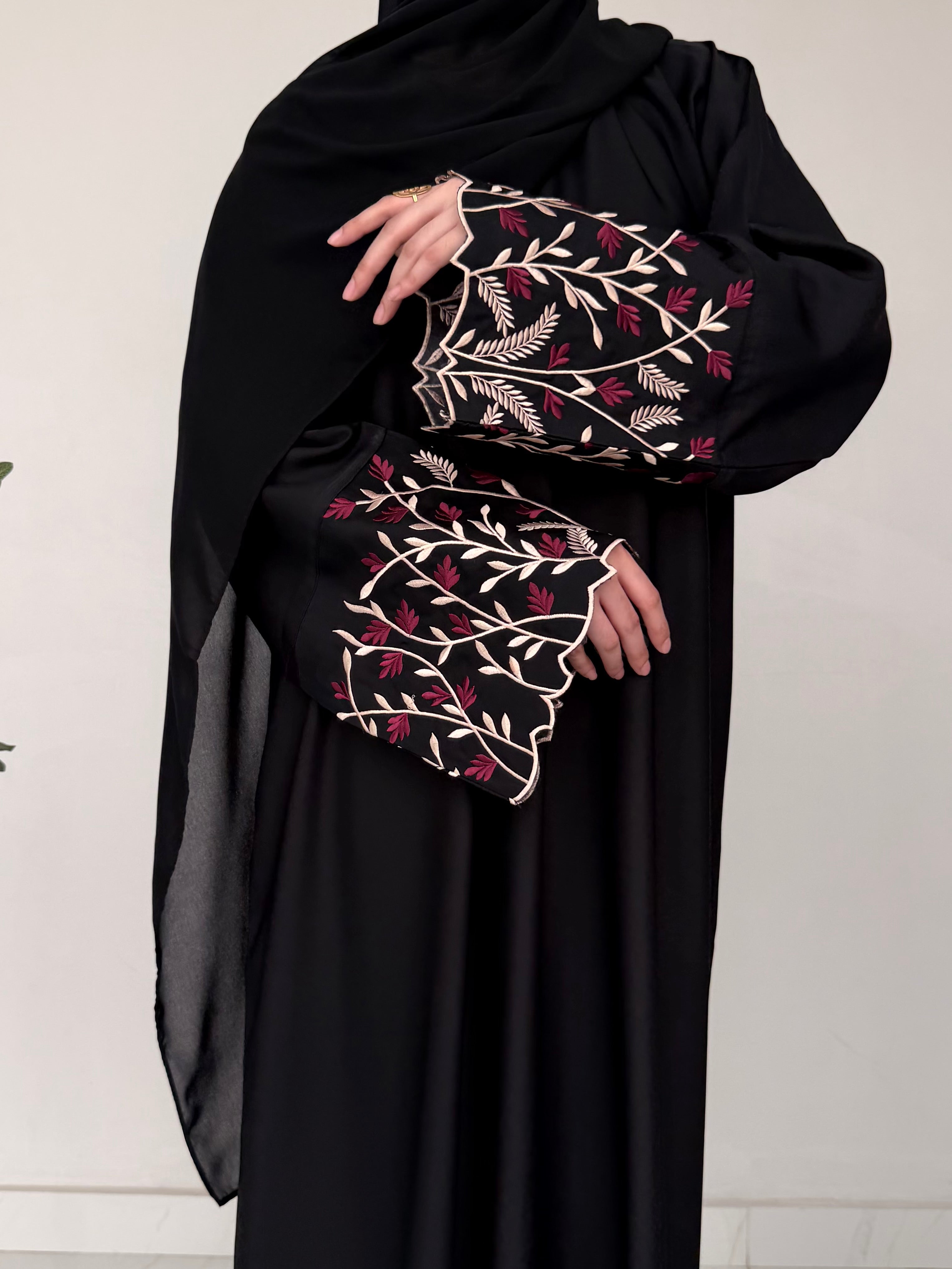 Vine Sleeve Embroidered Abaya