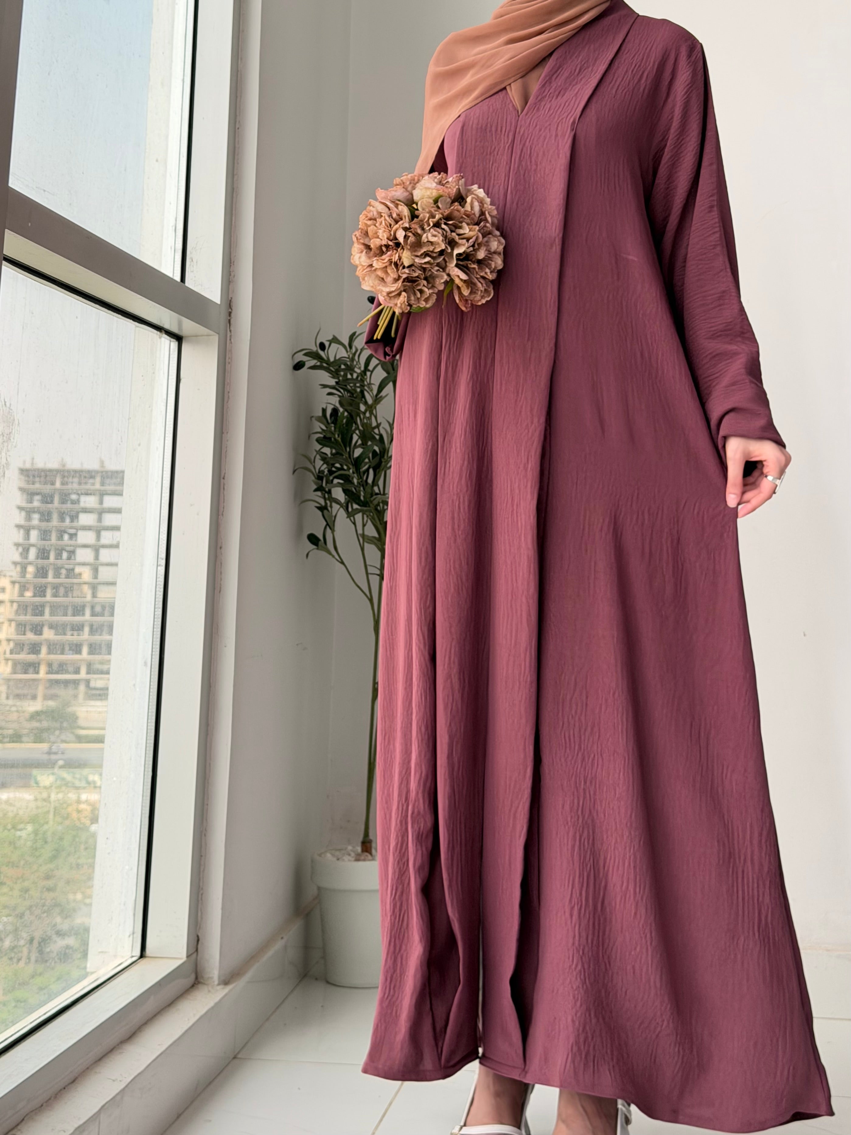 Elara Abaya - Mauve Pink