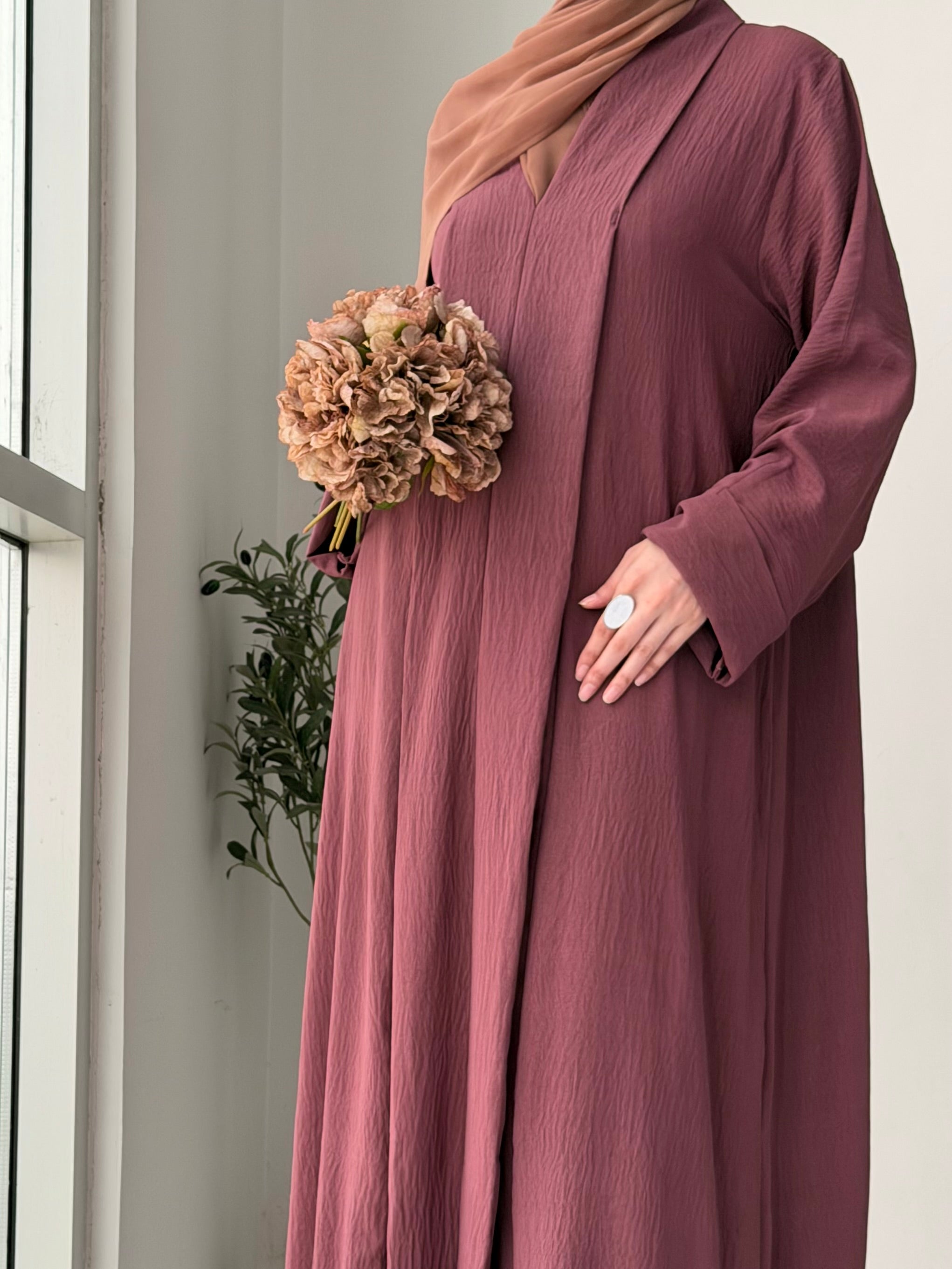 Elara Abaya - Mauve Pink