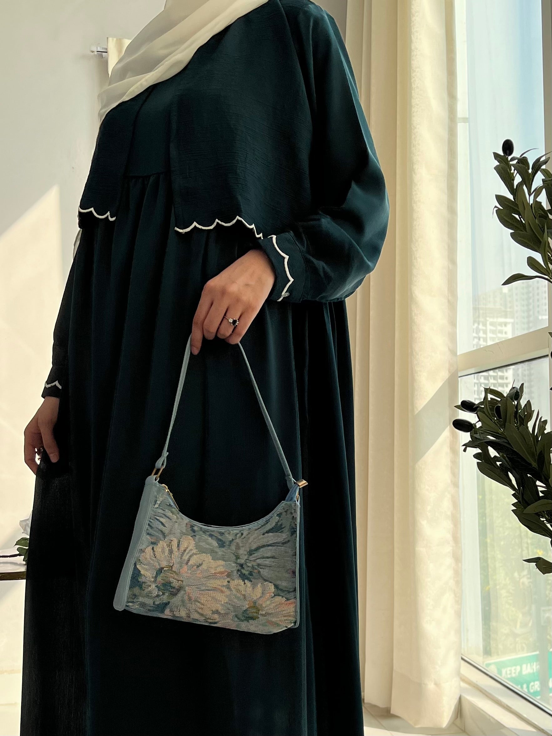 AYLIN - Cutwork Elegance Dress - Teal Green