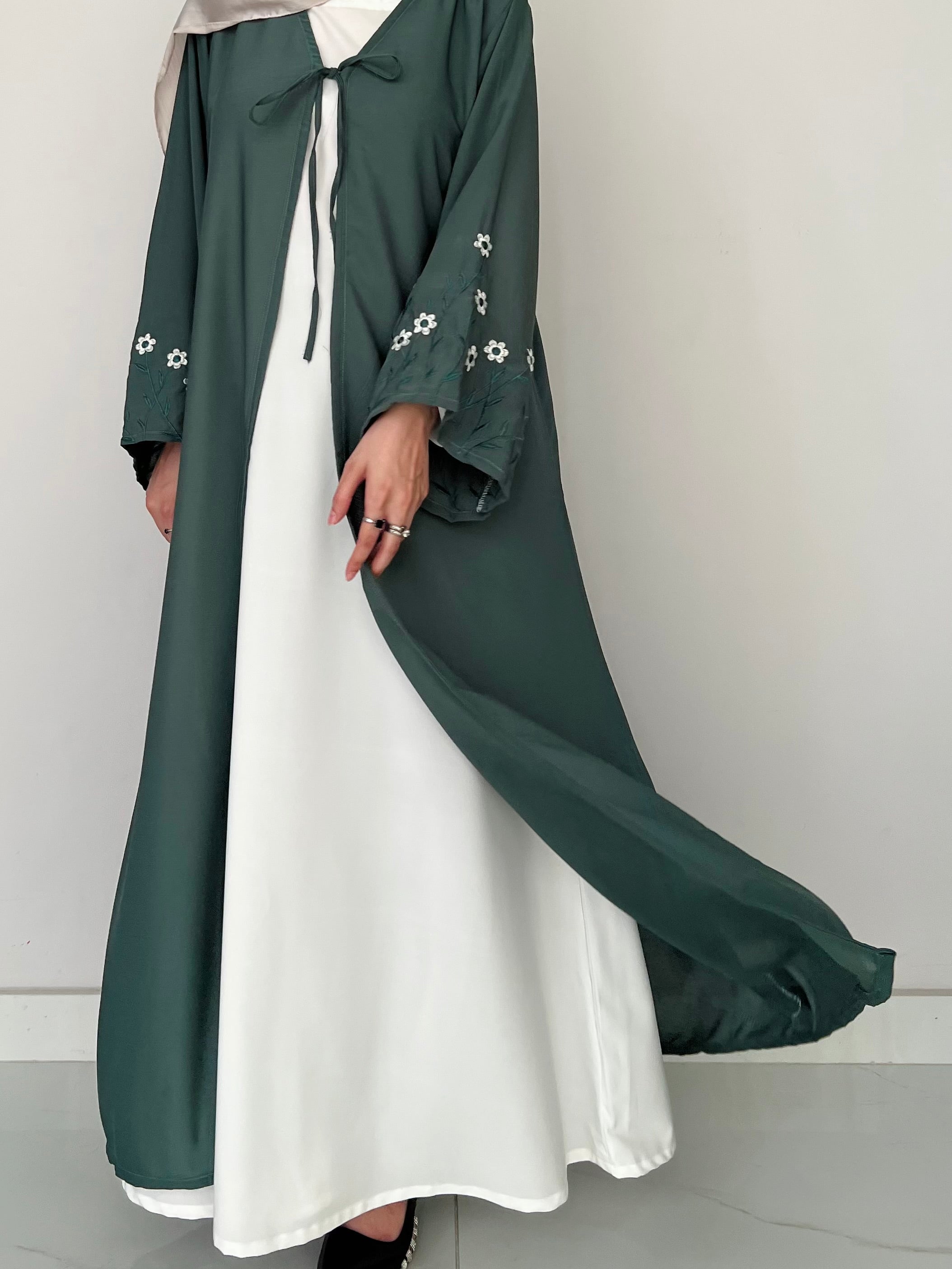 Layered Mist Robe Meadow Mist - Robe Style Abaya - Emerald – the-stylefits