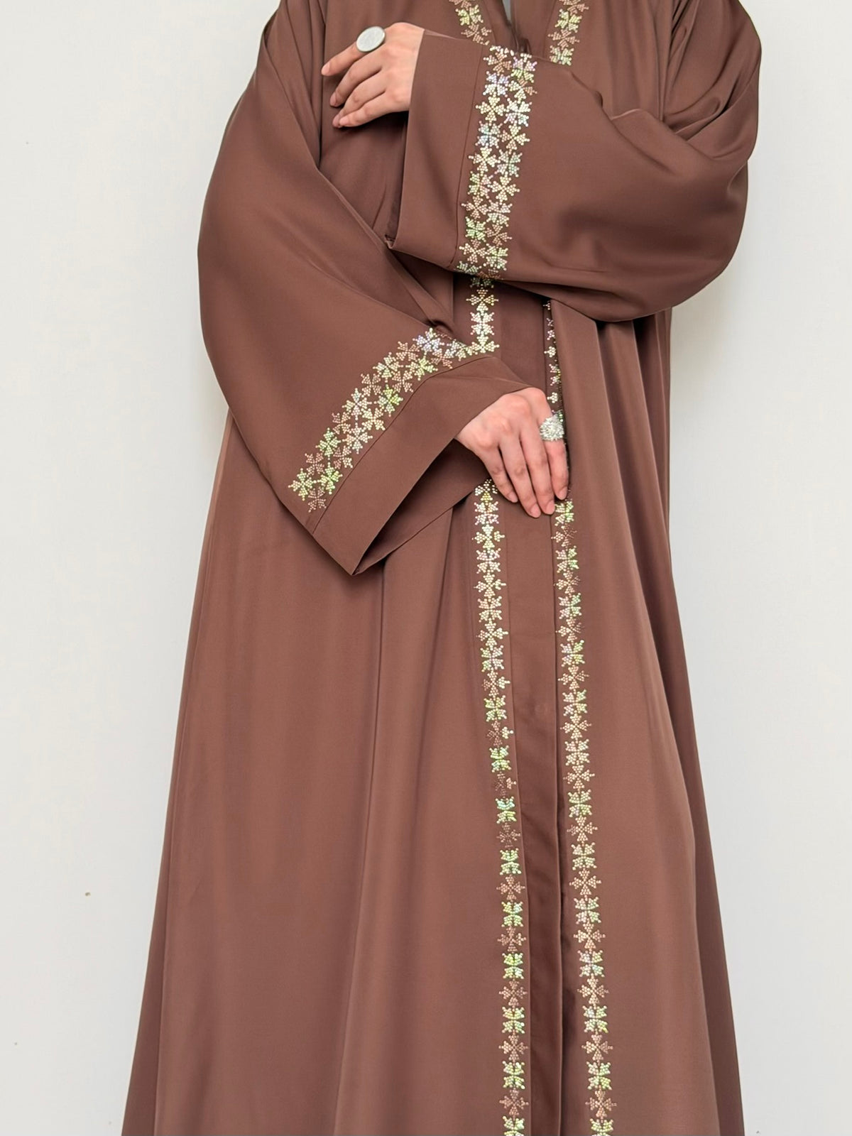 Mocha Cross-Stitch Abaya
