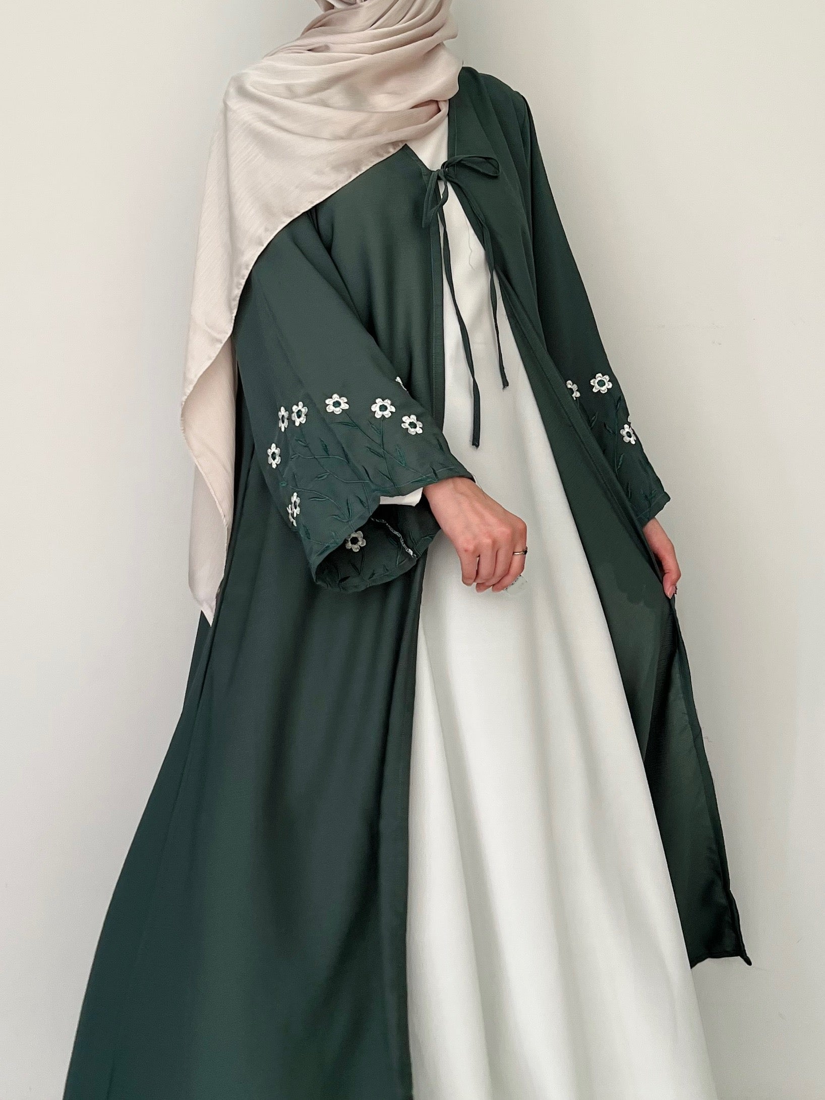 Layered Mist Robe Meadow Mist - Robe Style Abaya - Emerald – the-stylefits
