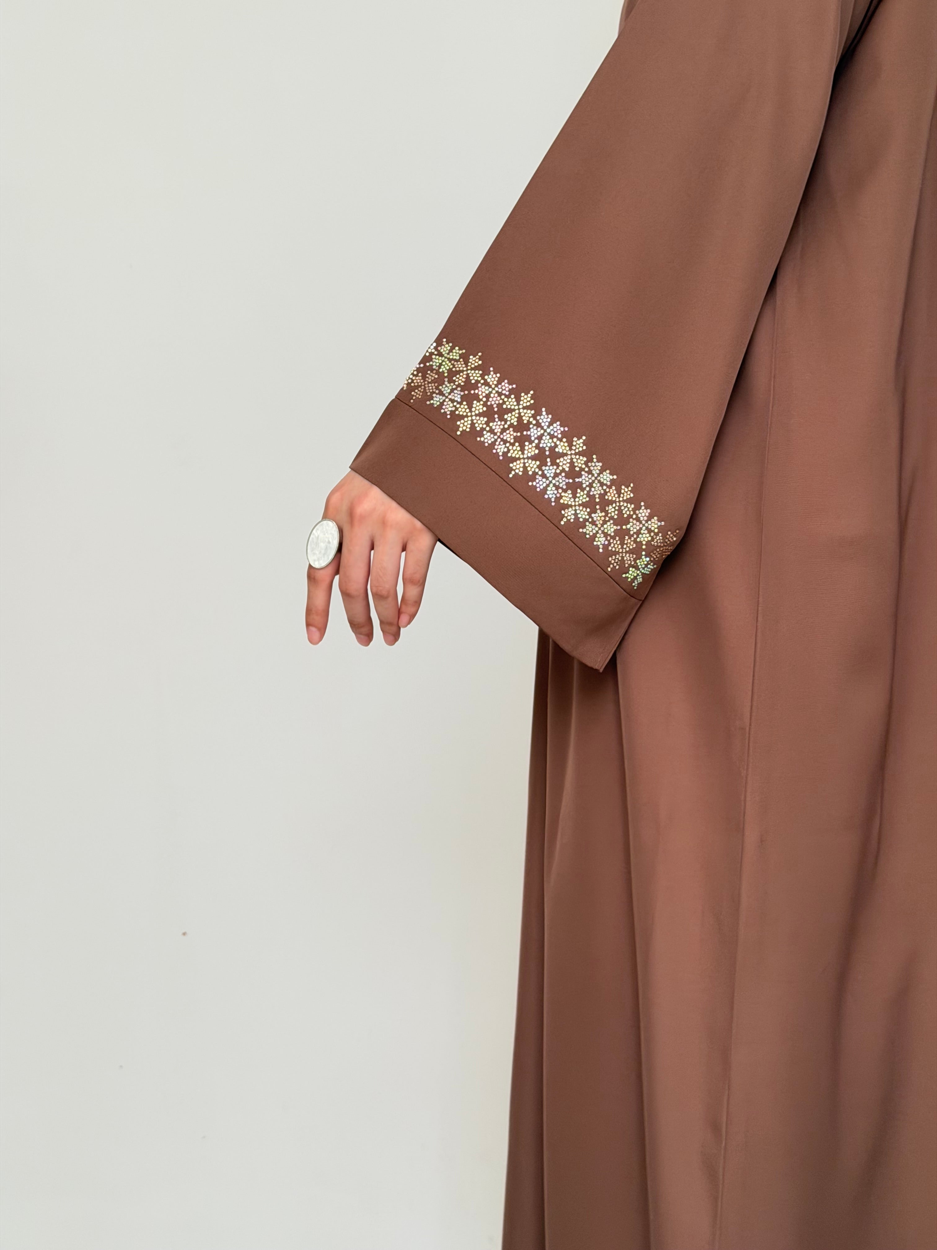 Mocha Cross-Stitch Abaya