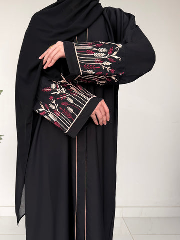 Pattern Sleeve Embroidered Abaya