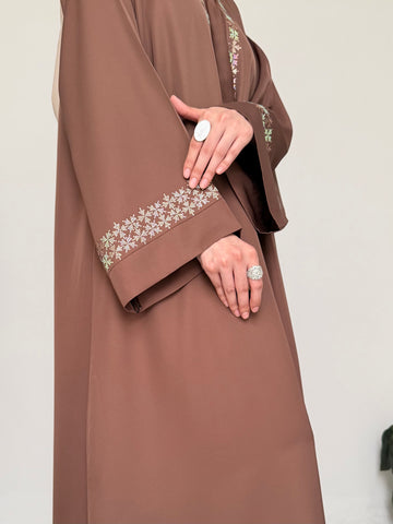 Mocha Cross-Stitch Abaya