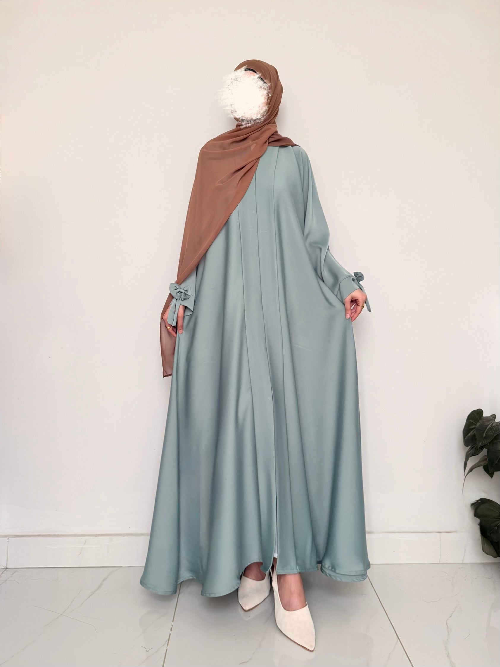 Bow-Knot Abaya - Dusty Mint