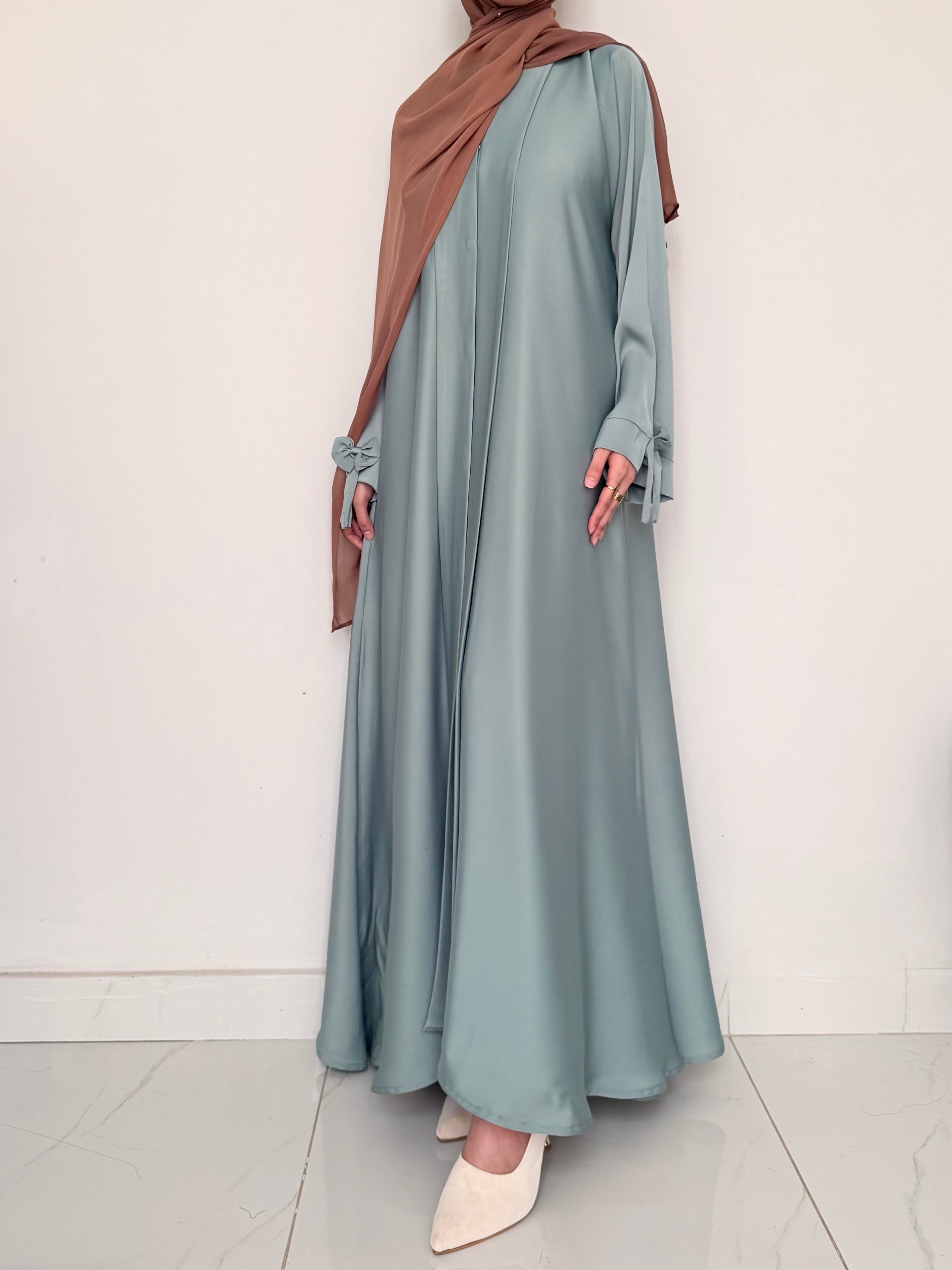Bow-Knot Abaya - Dusty Mint