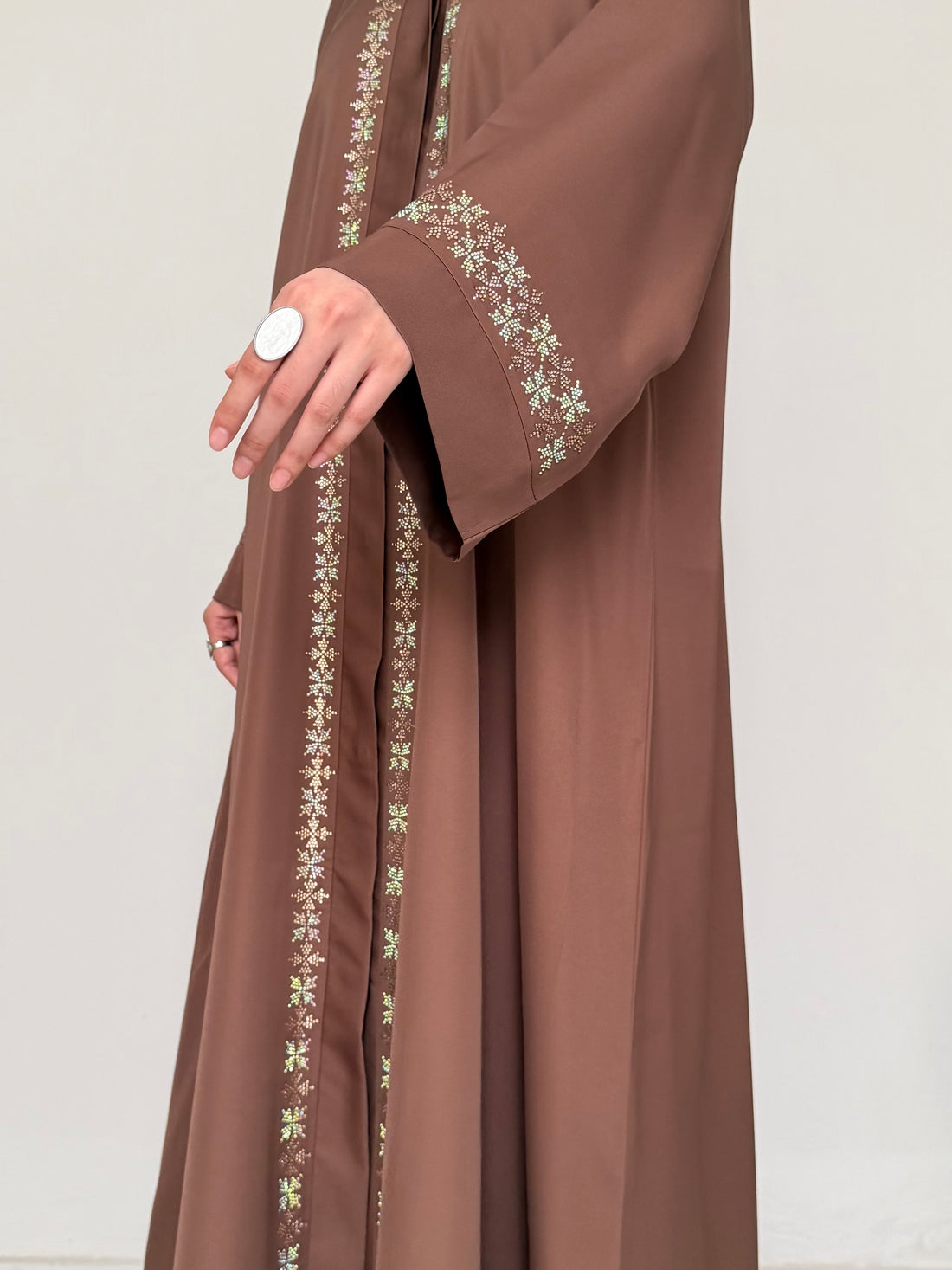 Mocha Cross-Stitch Abaya