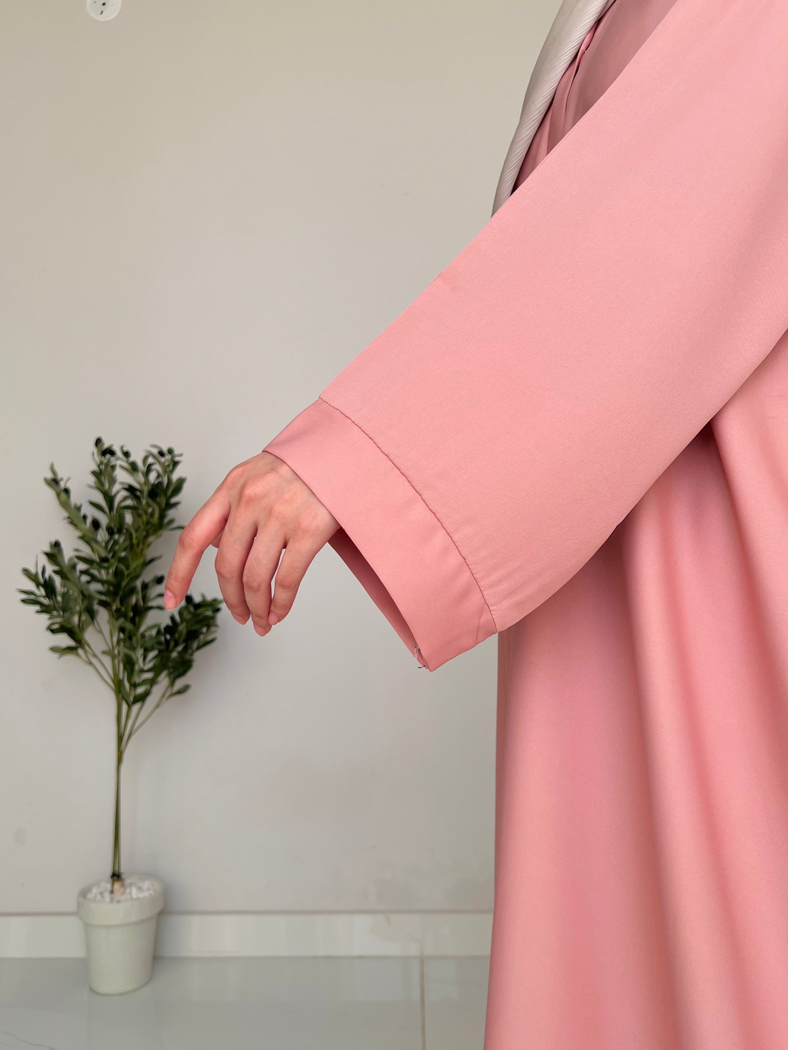 Everyday Front Open Abaya - Blush