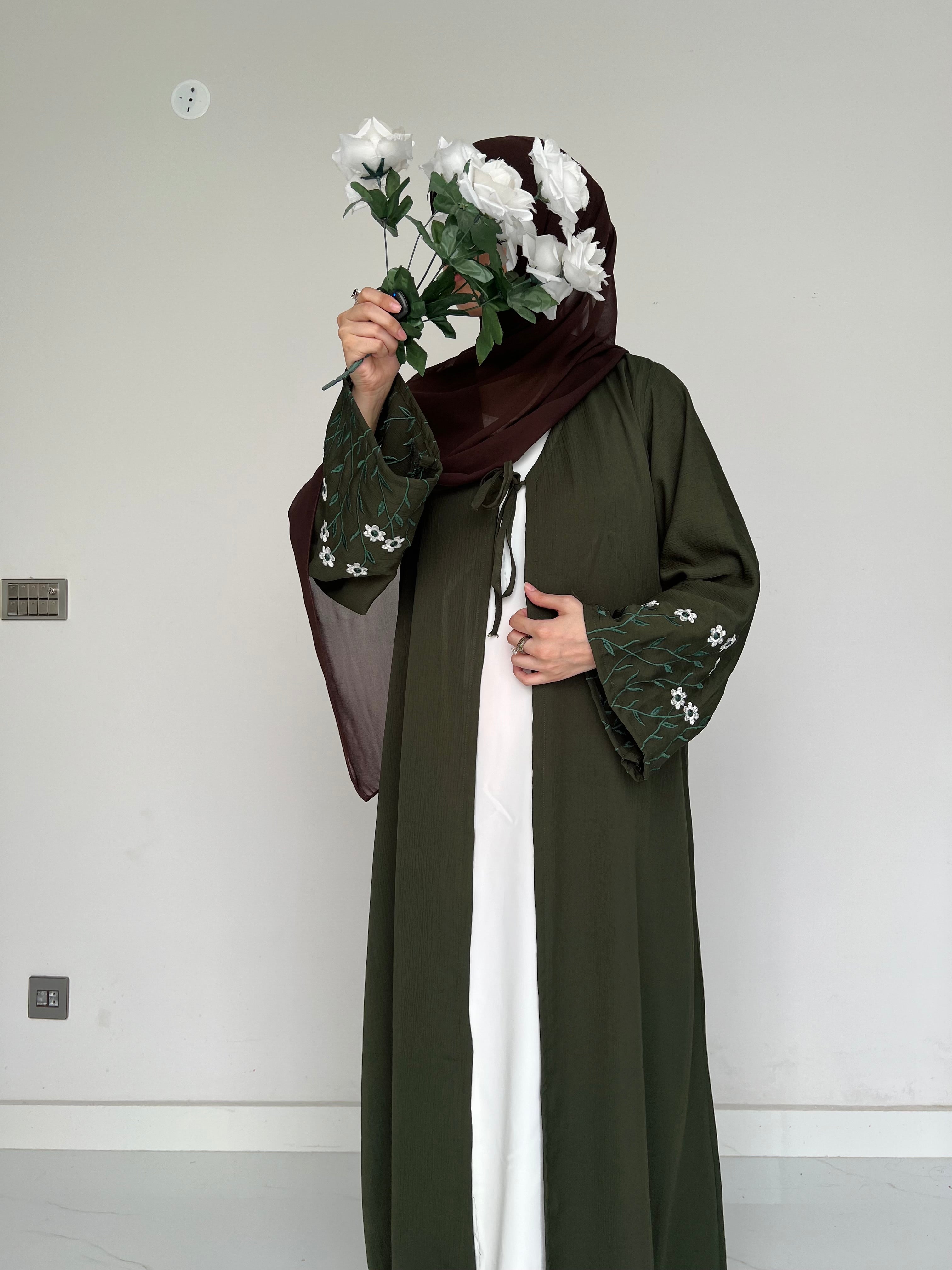 Layered Mist Robe Meadow Mist - Robe Style Abaya - Olive – the-stylefits