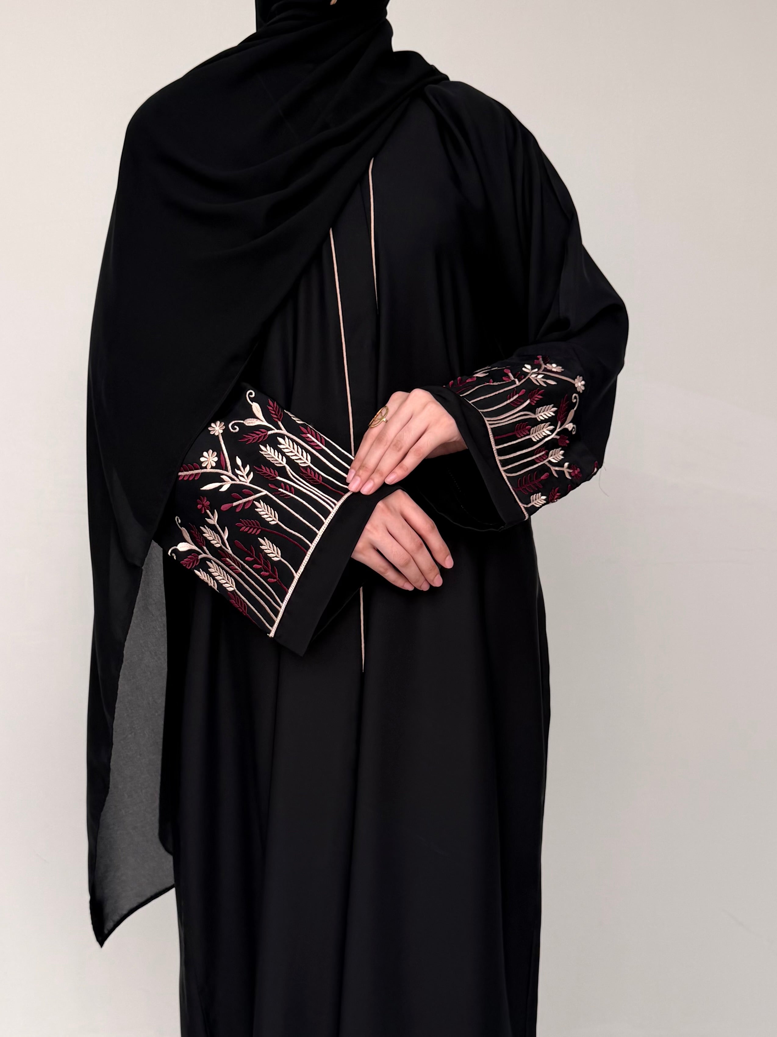 Pattern Sleeve Embroidered Abaya