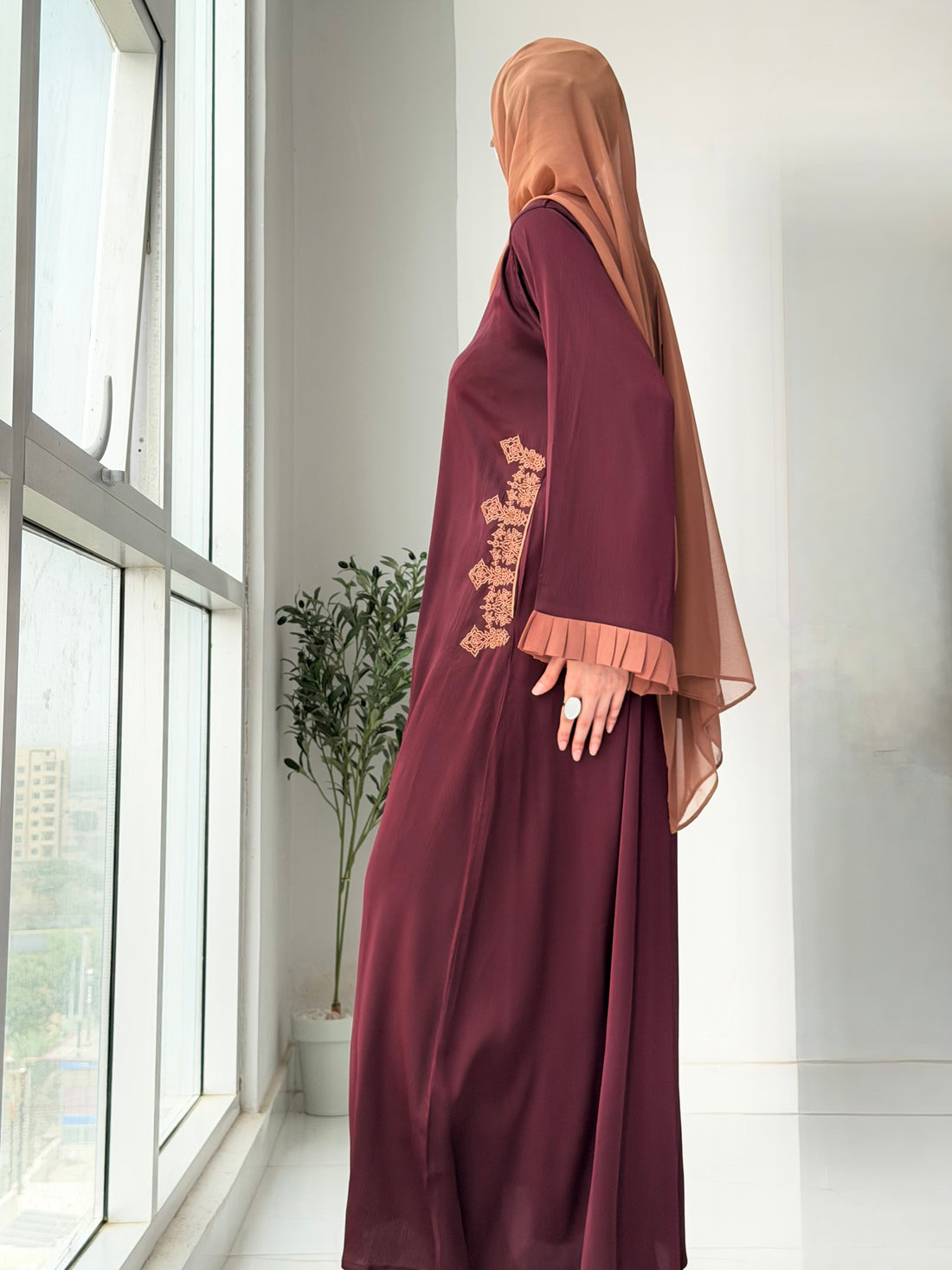 Rose Embroidered Abaya