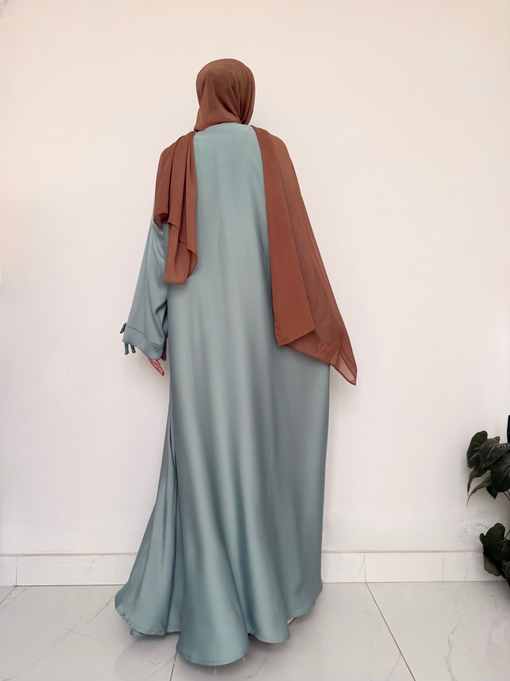Bow-Knot Abaya - Dusty Mint