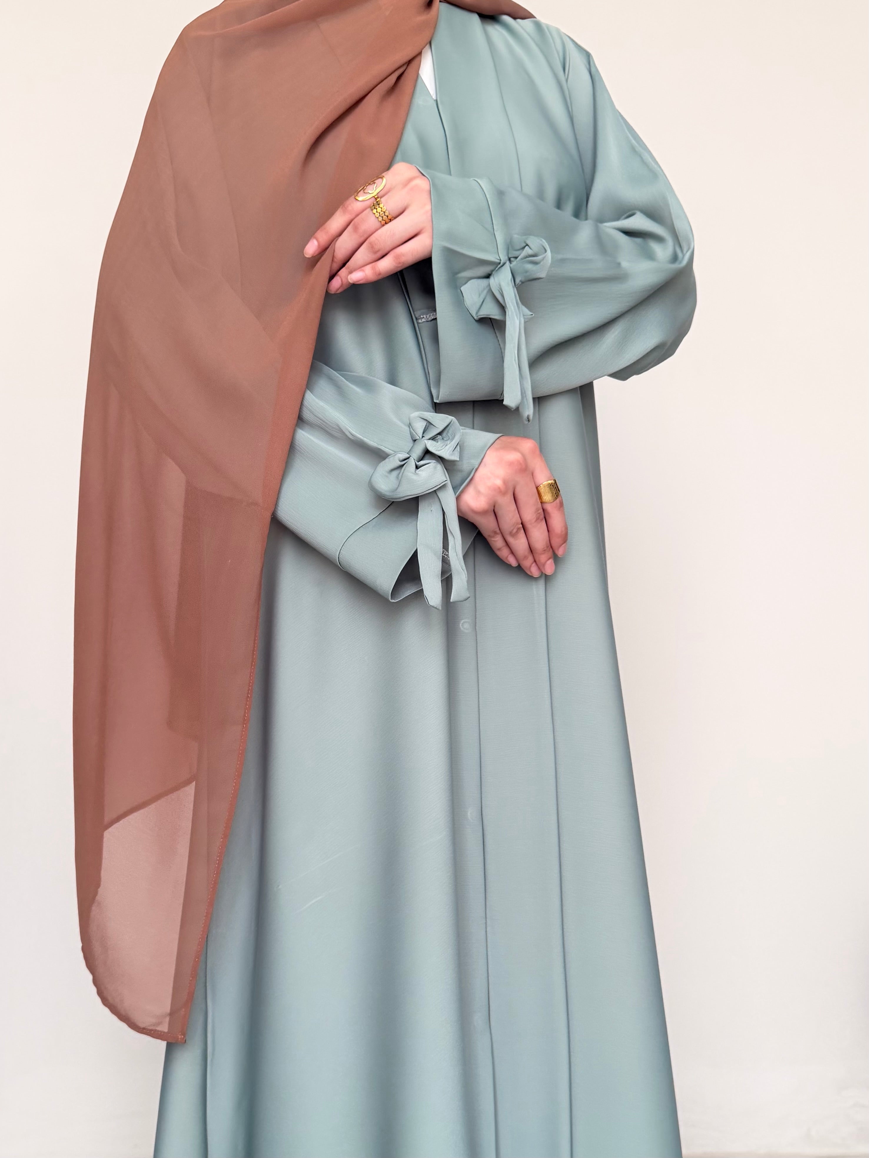 Bow-Knot Abaya - Dusty Mint