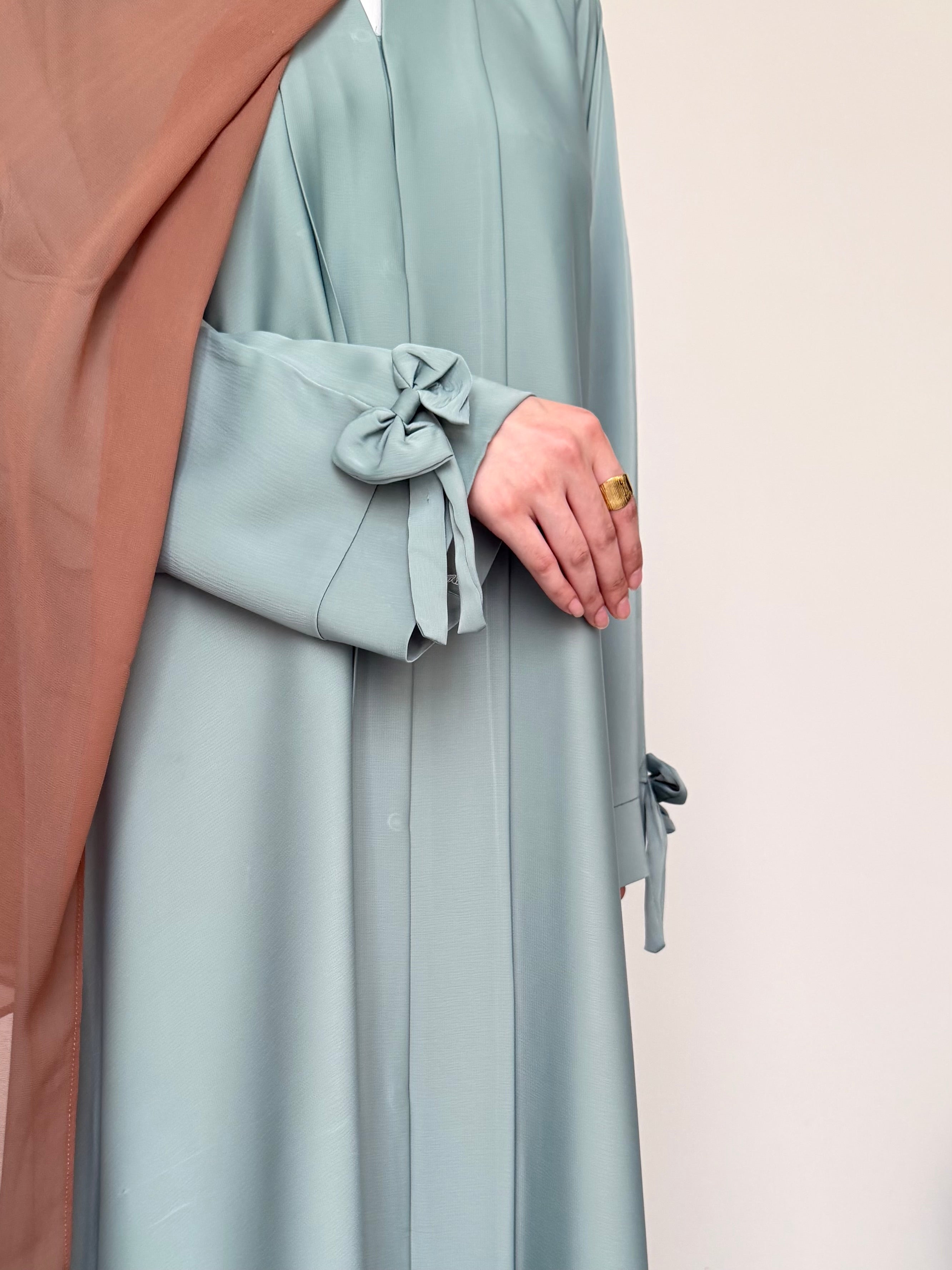Bow-Knot Abaya - Dusty Mint