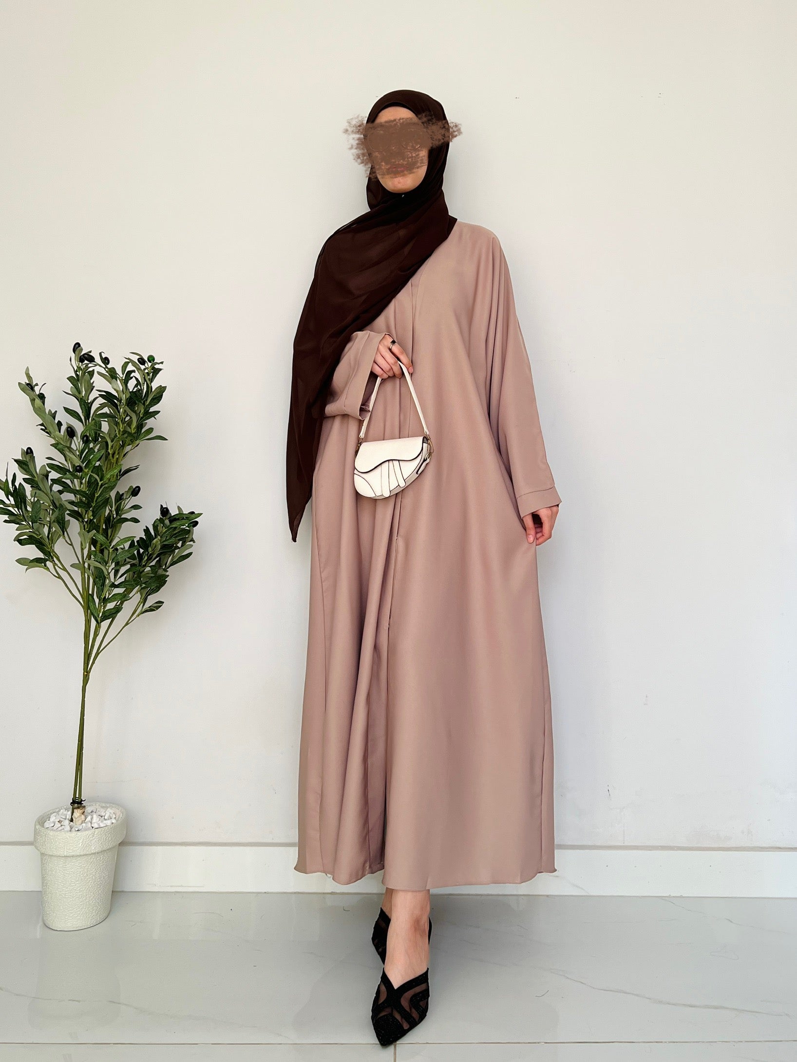 Everyday Front Open Abaya - Beige