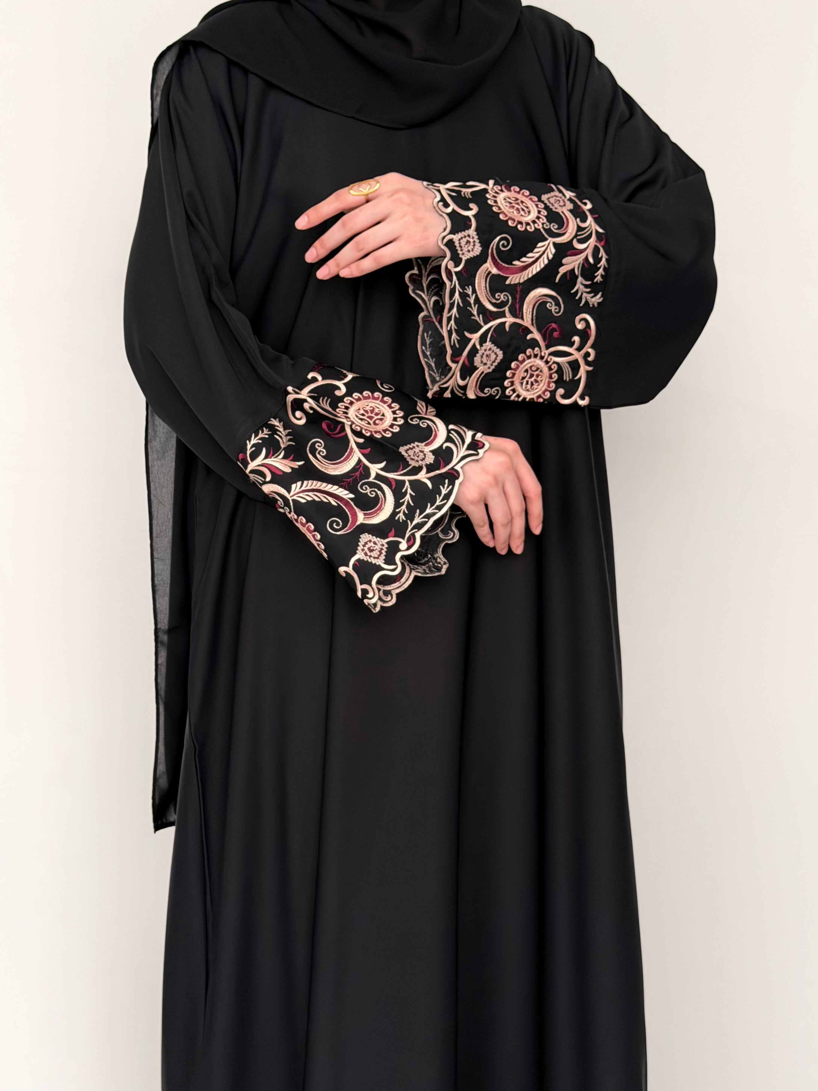 Swirl Embroidered Abaya