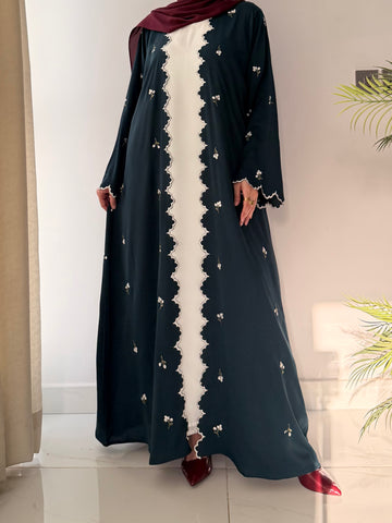 Frinzy - Kimono Embroidered Abaya with attached inner