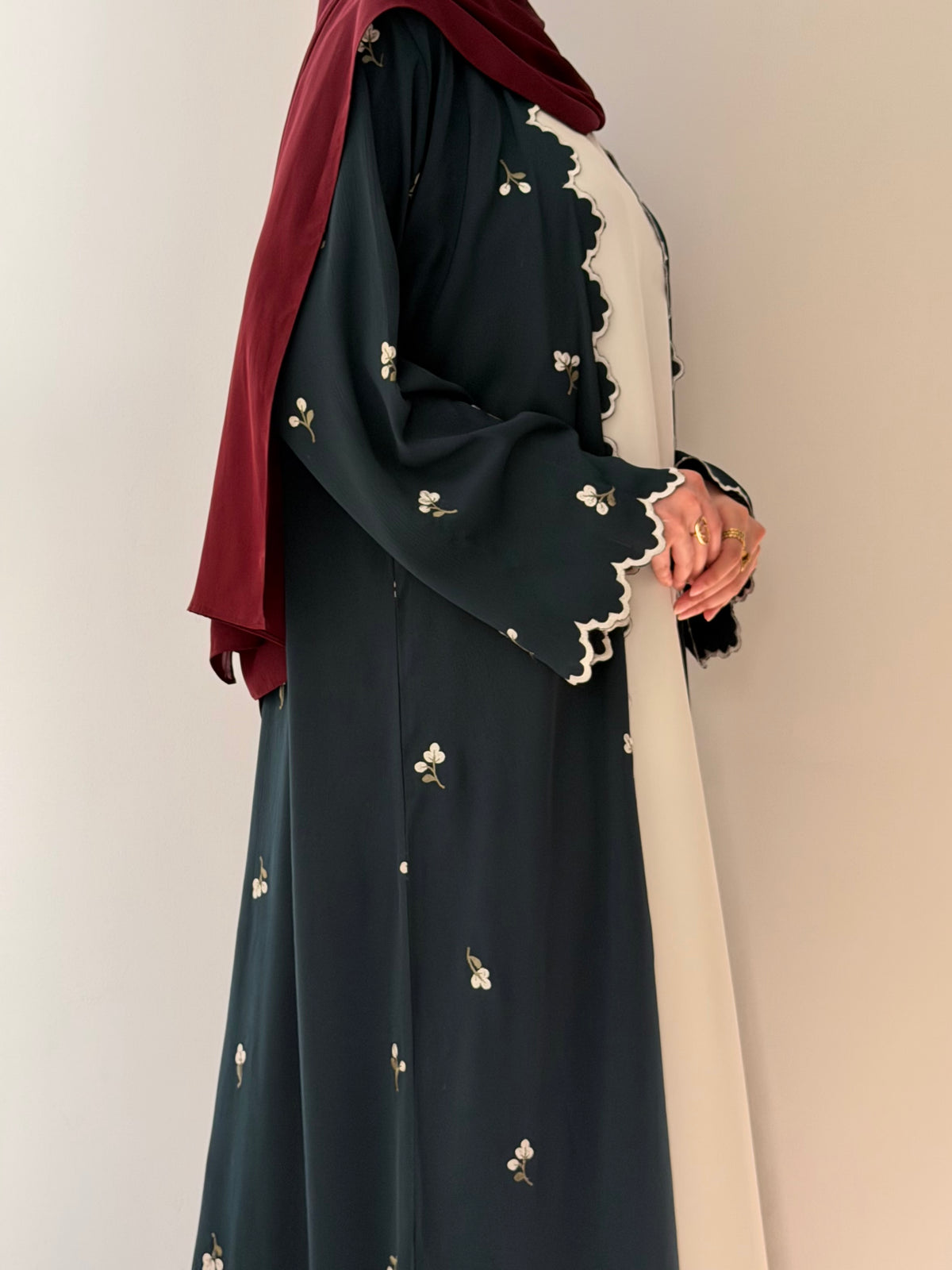 Frinzy - Kimono Embroidered Abaya with attached inner